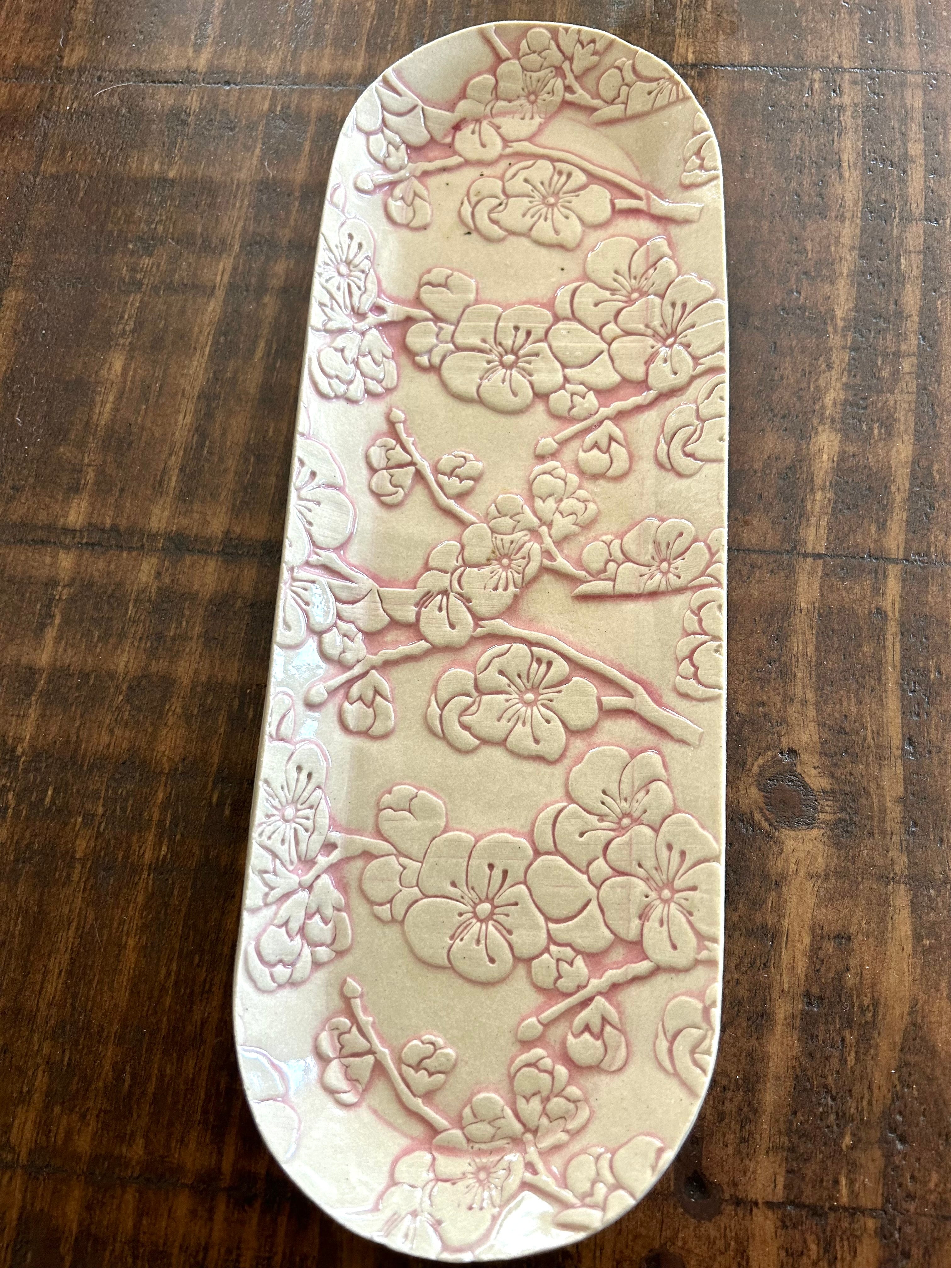 Embossed Cherry Blossom Rolling Pin- Pottery and Baking