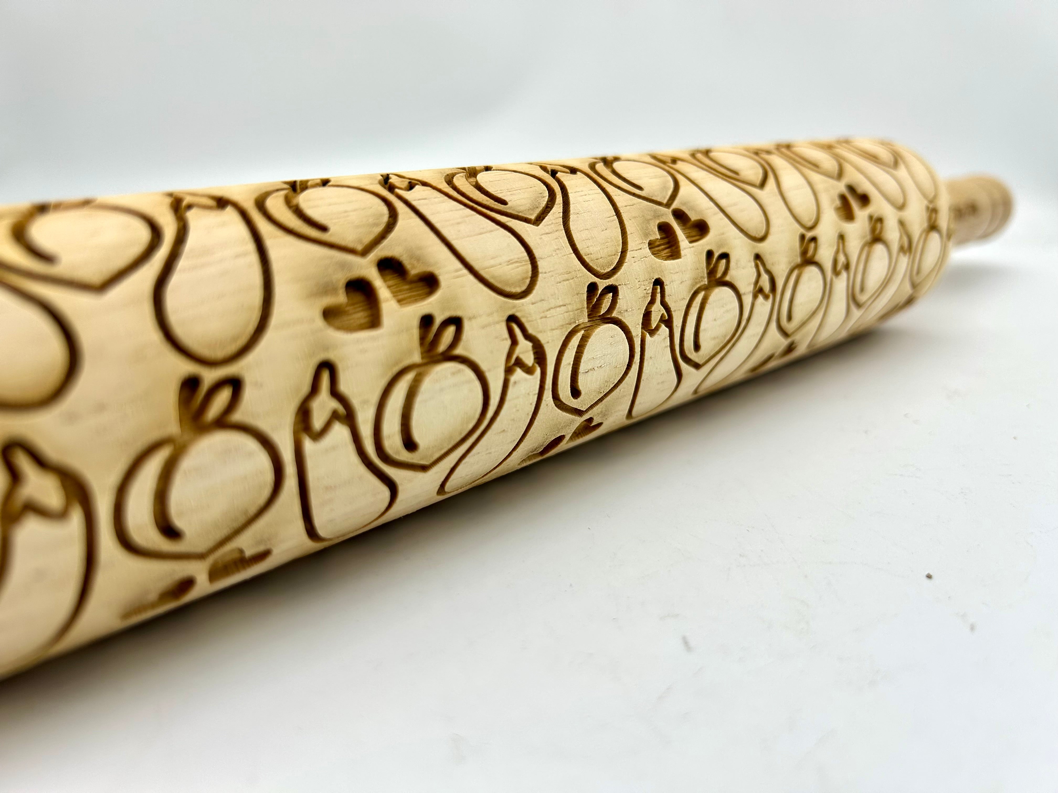 Eggplant and Peach Embossed Rolling Pin