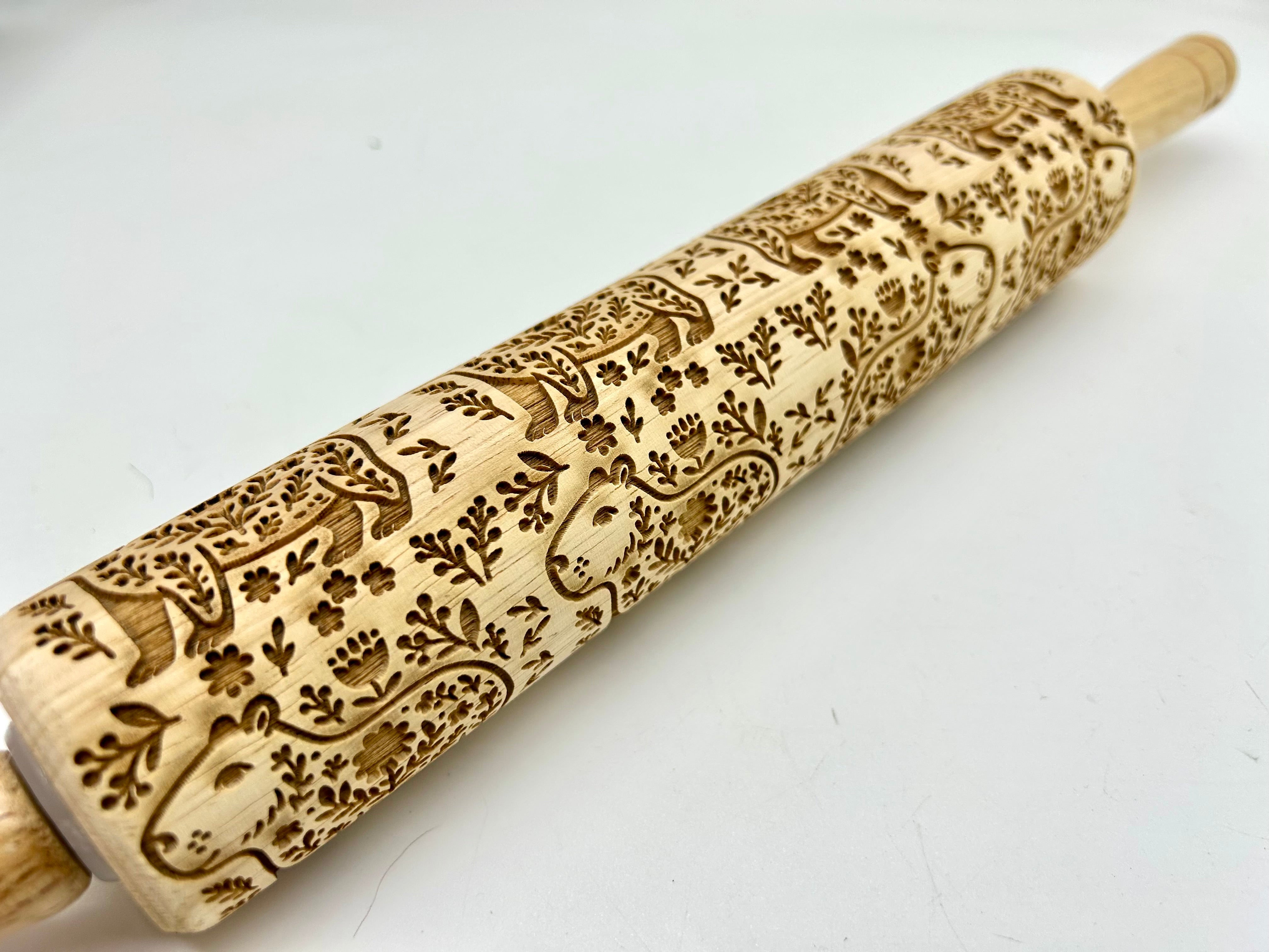 Capybara with Nordic Florals Embossed Rolling Pin