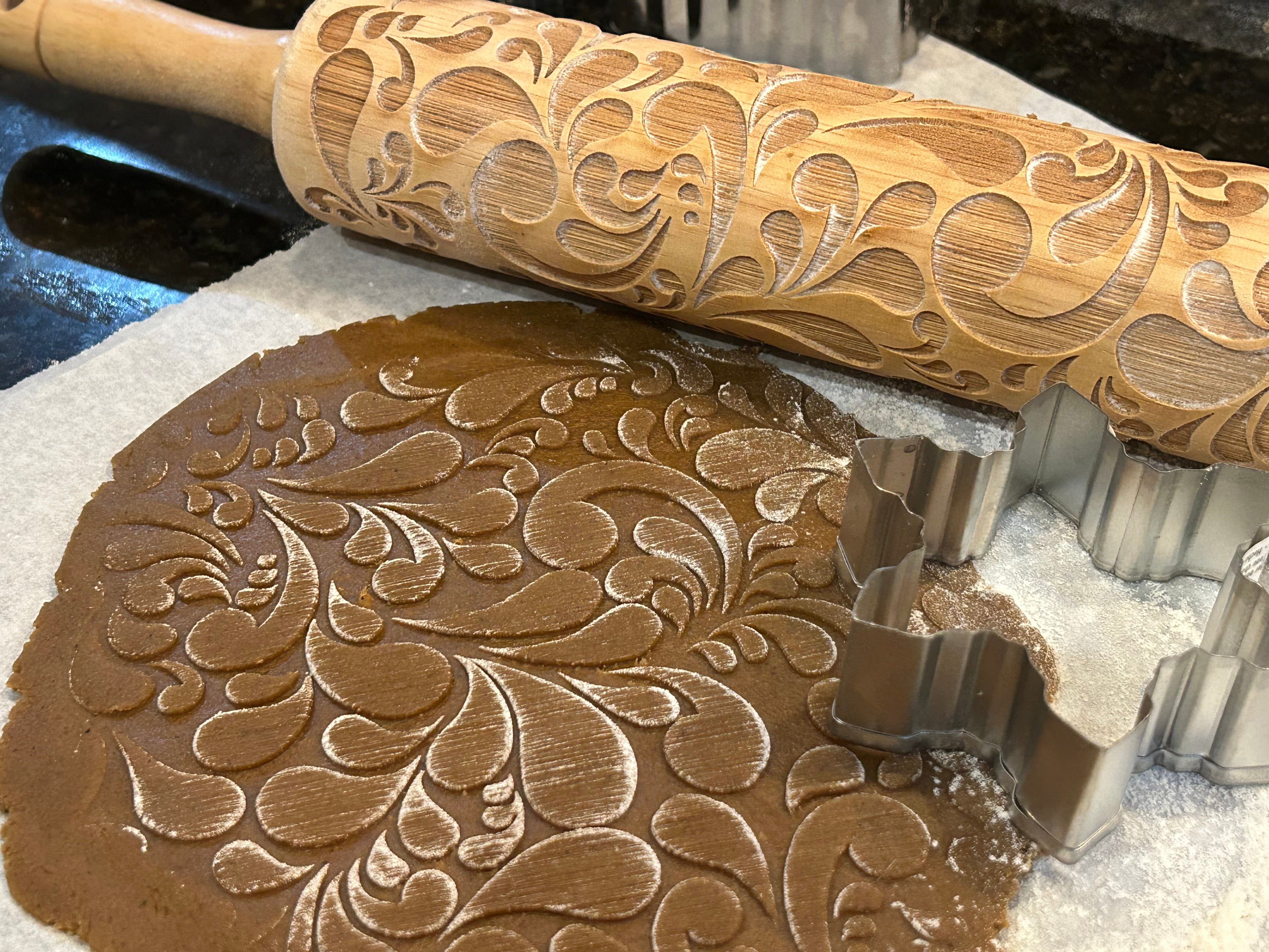 Floral Swirl Embossed Rolling Pin – Baking & Crafting