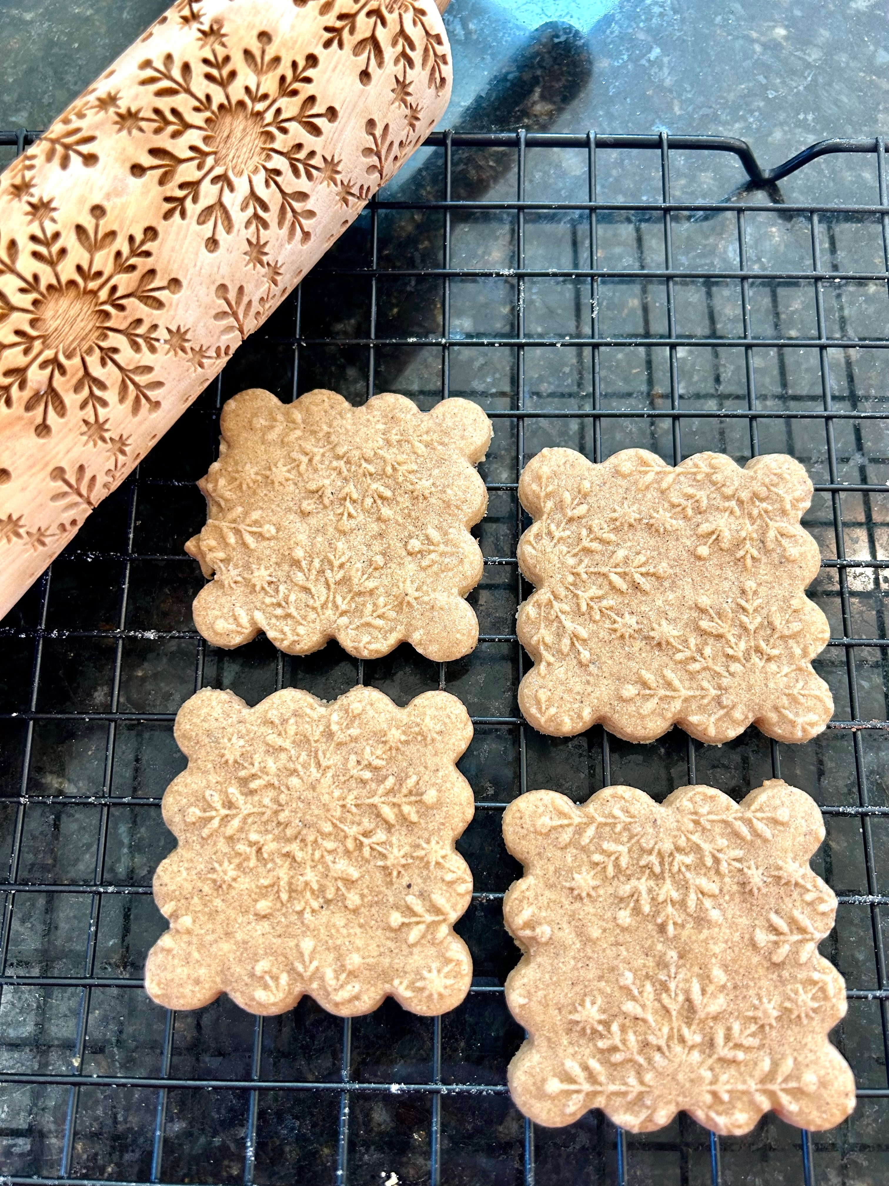 Elegant Snowflakes Embossed Rolling Pin