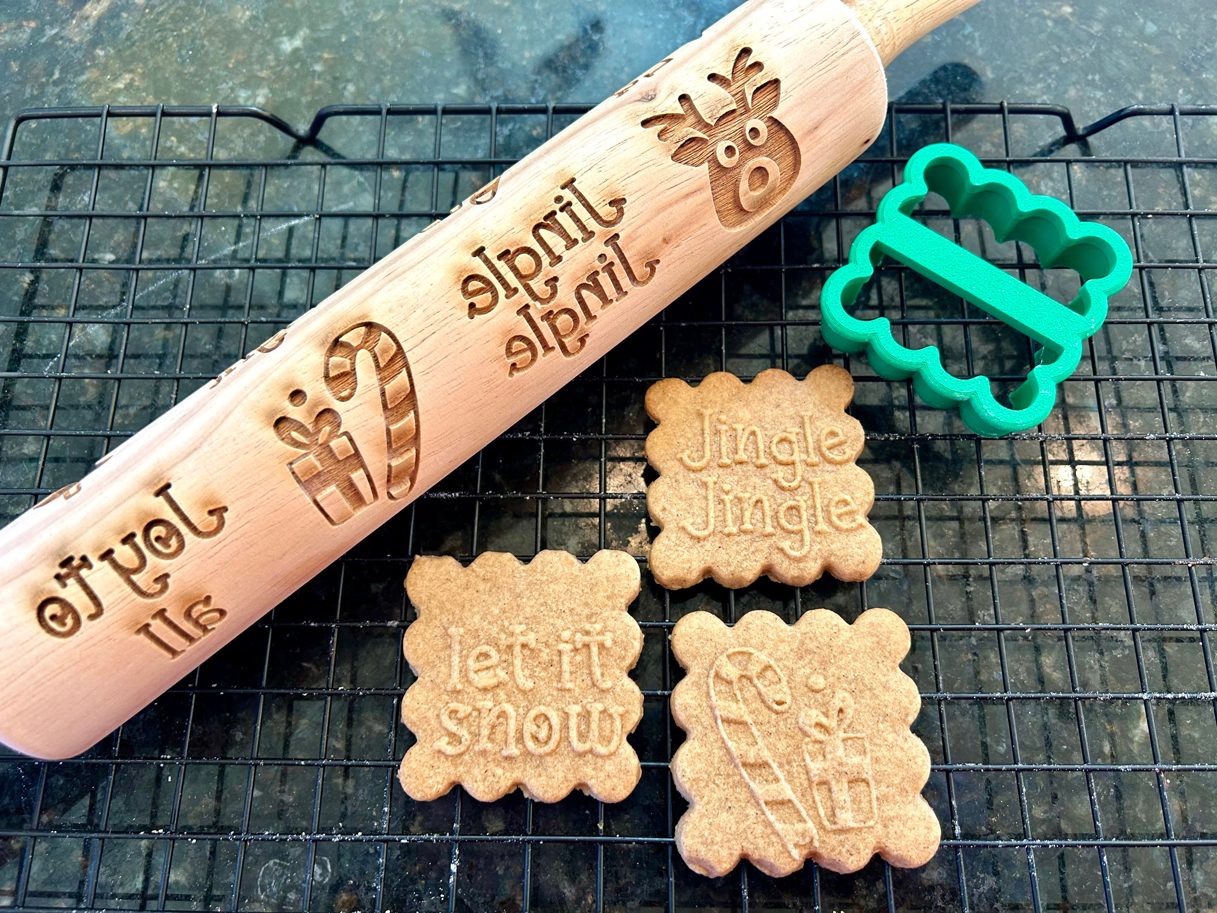 Fa La La Embossed Rolling Pin + Cookie Cutter