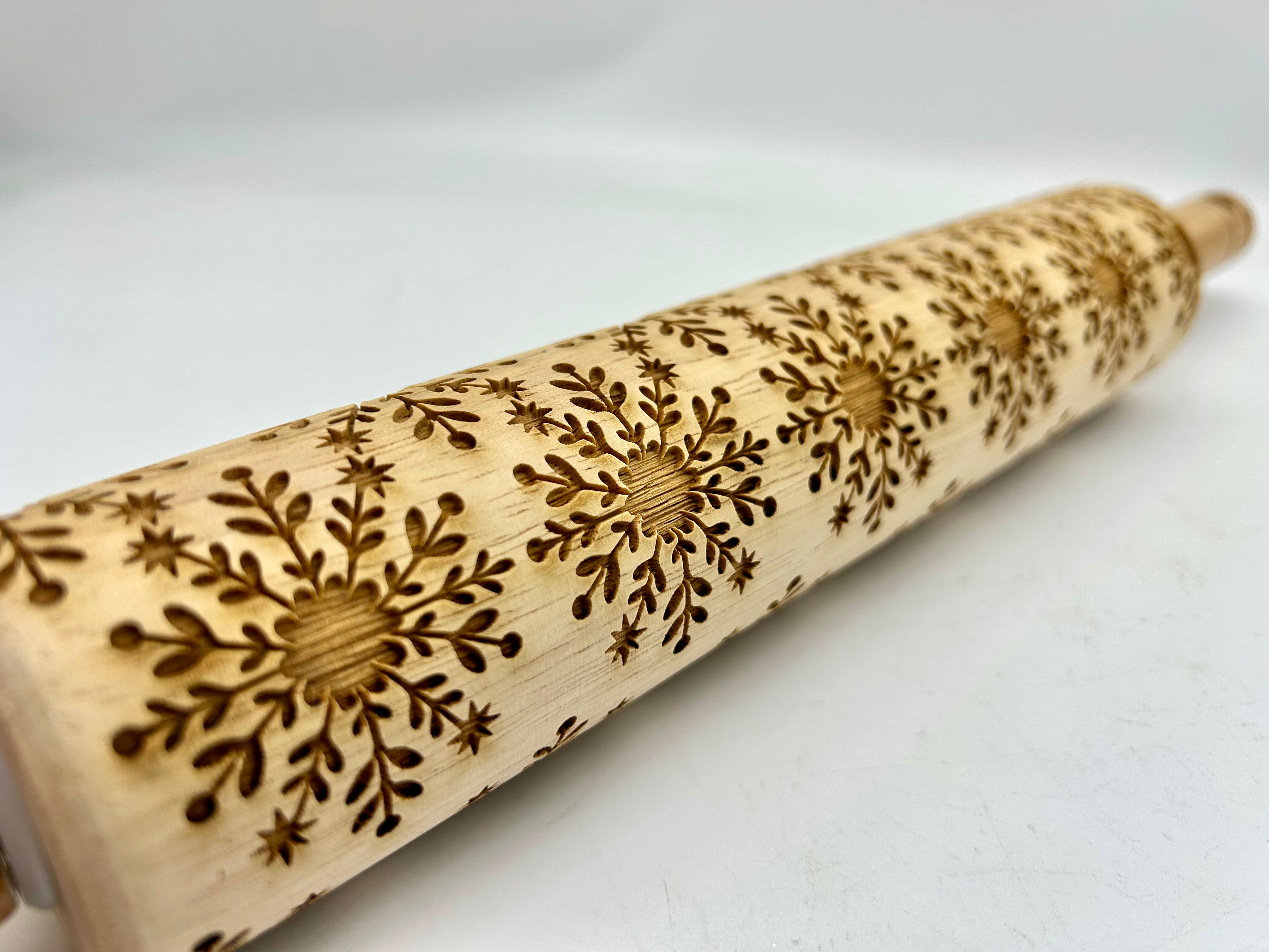 Elegant Snowflakes Embossed Rolling Pin