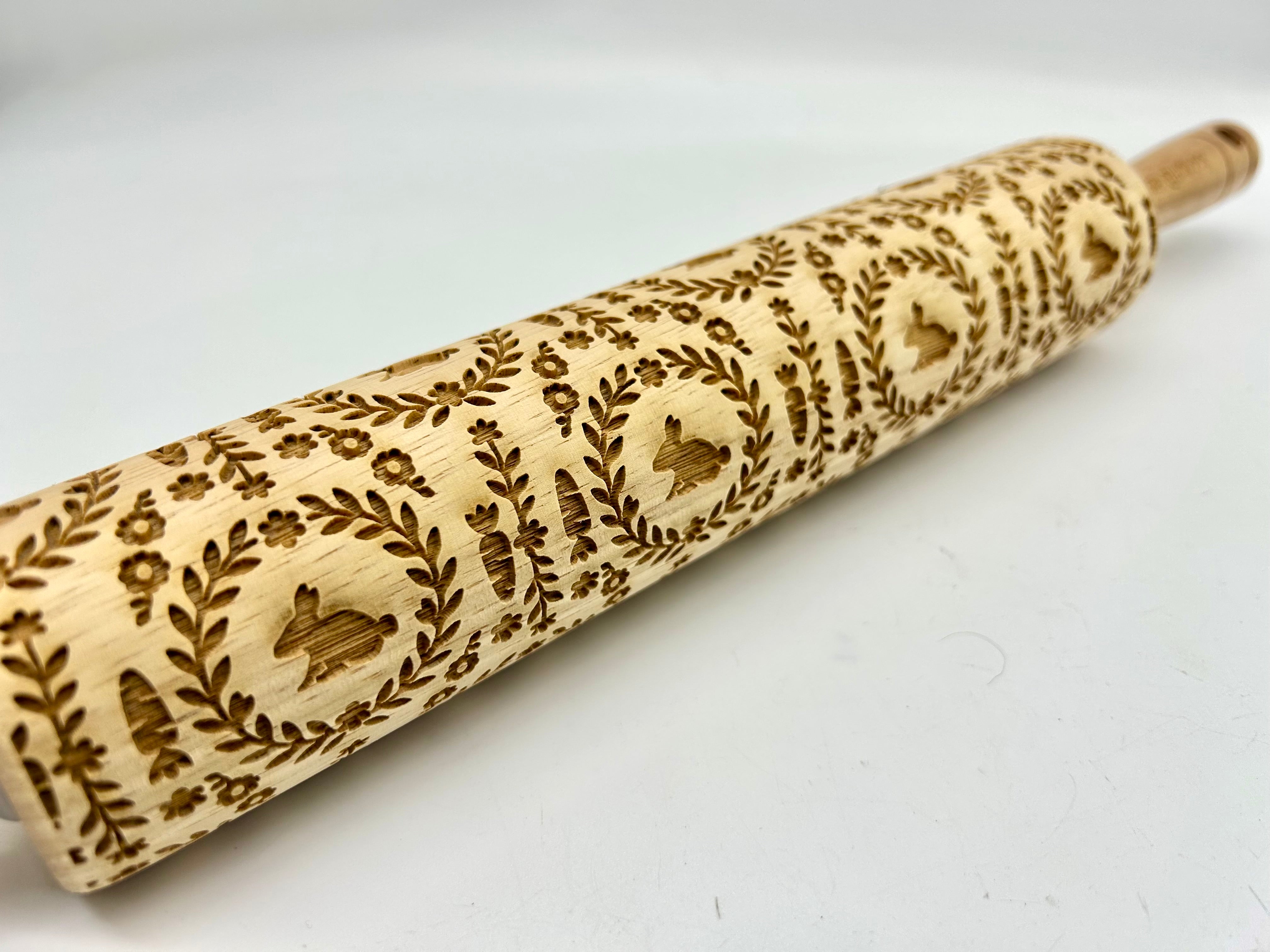 Bunnies and Carrots Embossed Rolling Pin