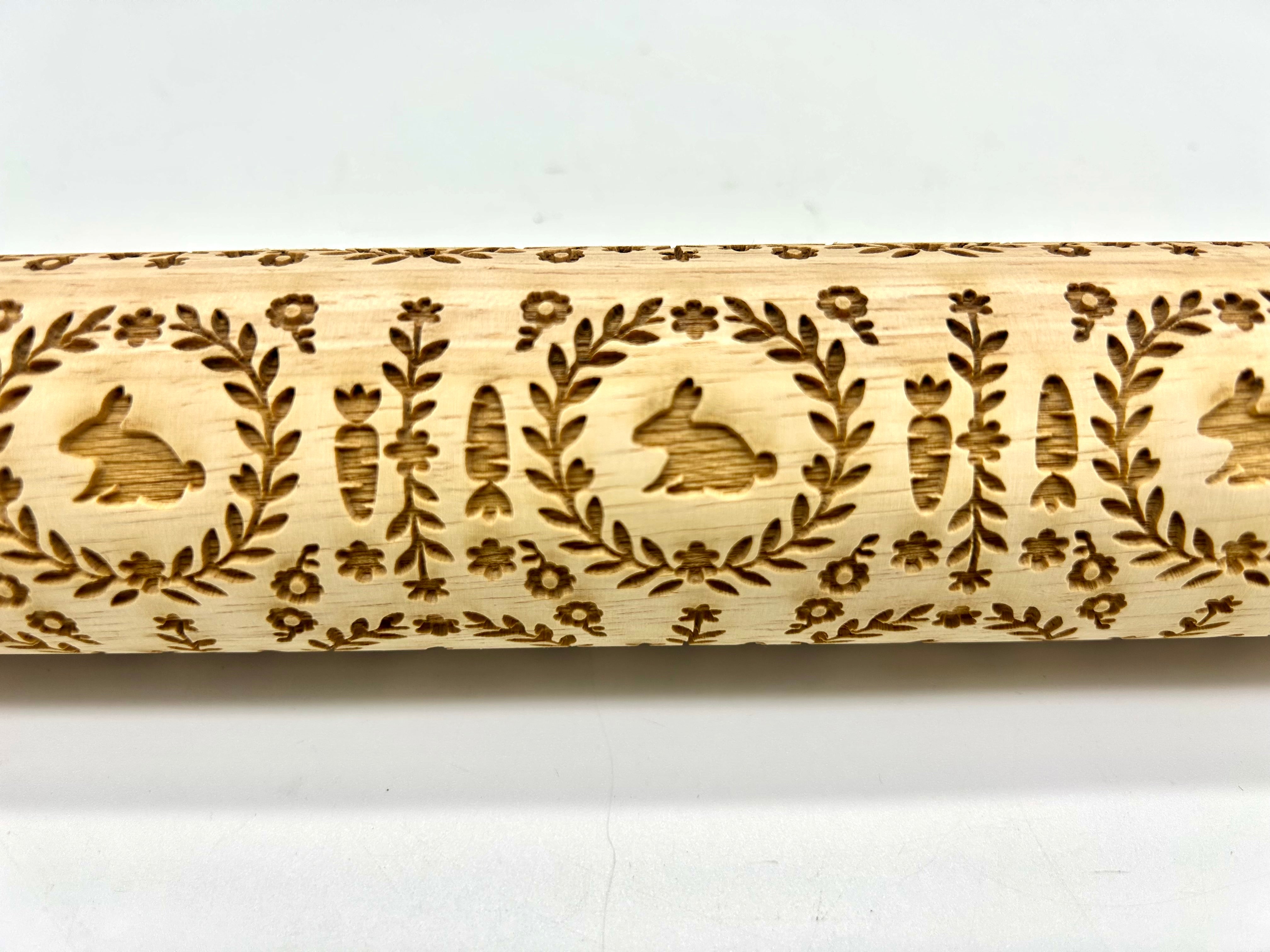 Bunnies and Carrots Embossed Rolling Pin