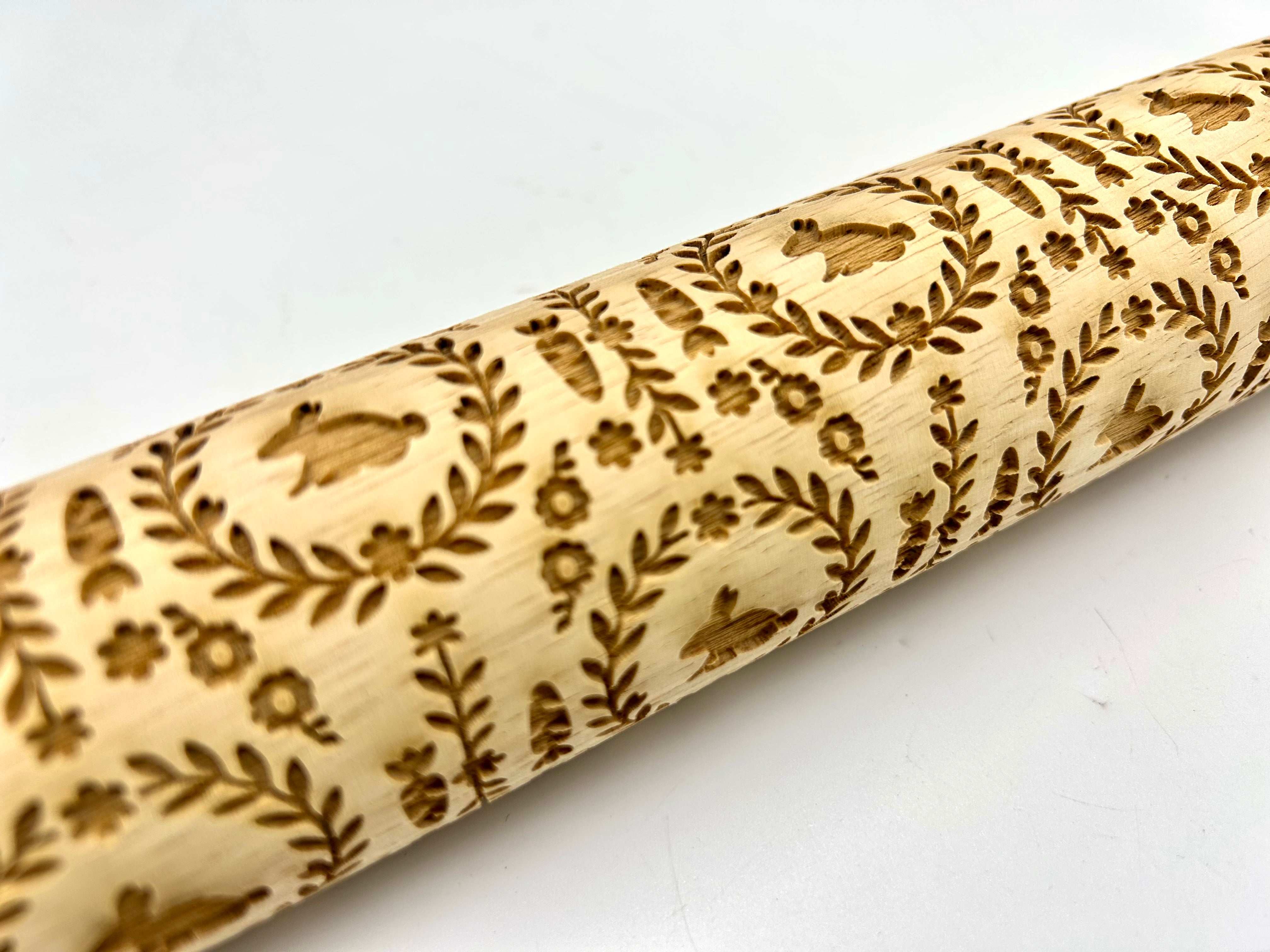 Bunnies and Carrots Embossed Rolling Pin