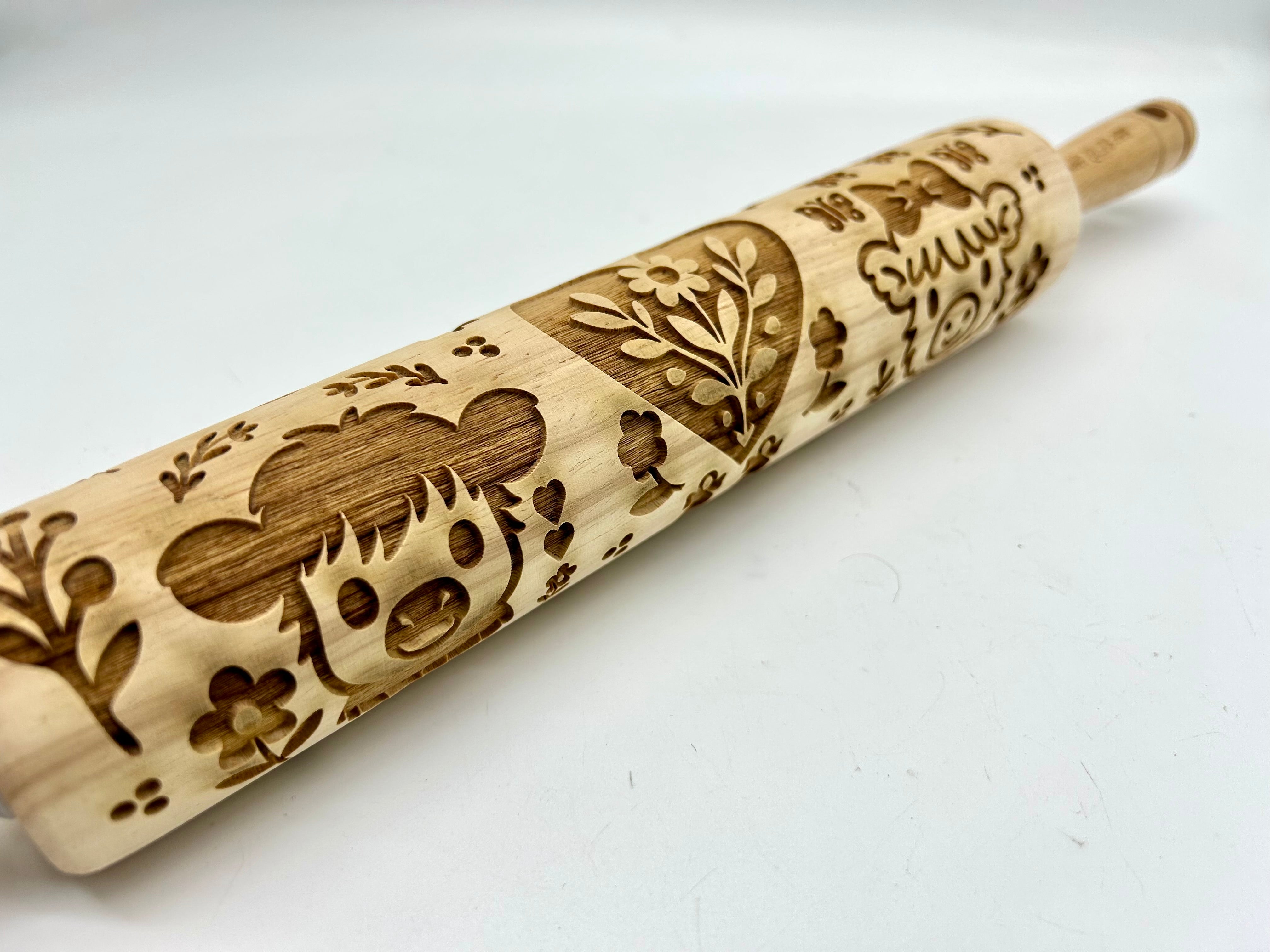 Baby Highland Cows Embossed Rolling Pin for Pottery Baking