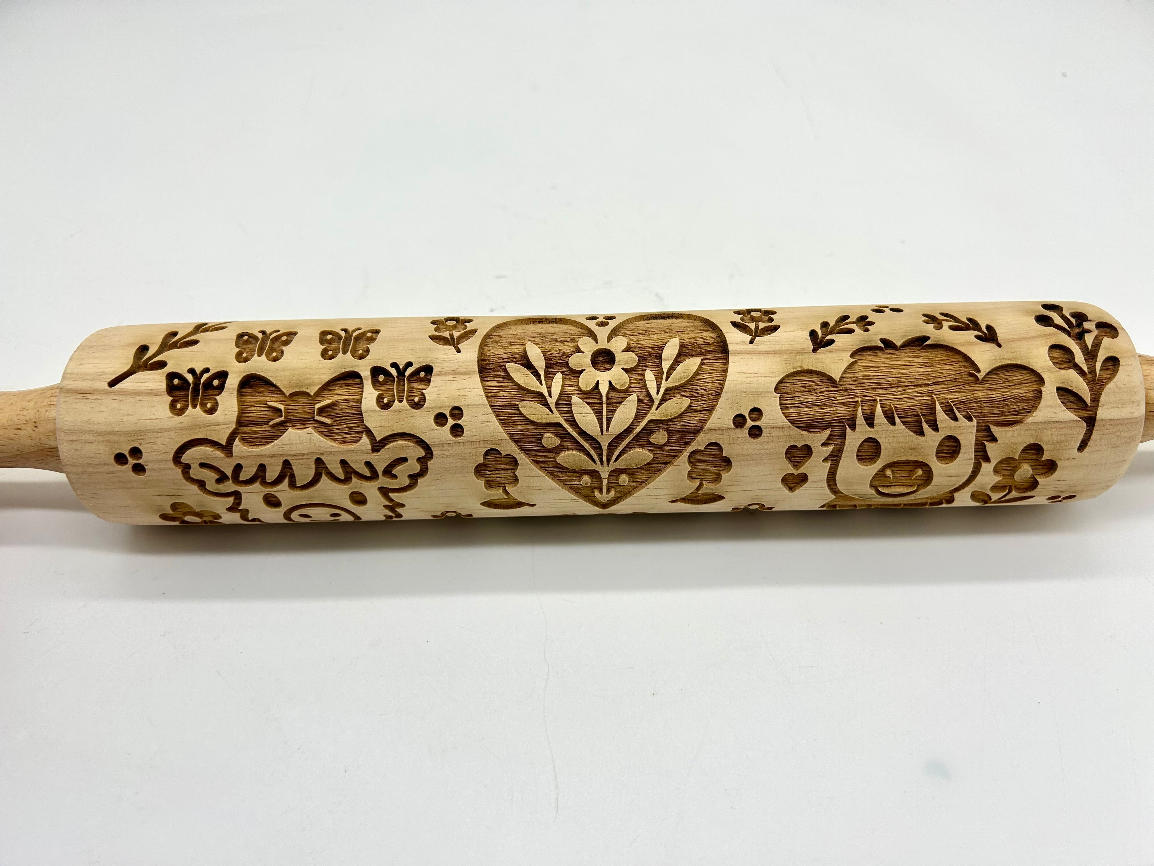 Baby Highland Cows Embossed Rolling Pin for Pottery Baking