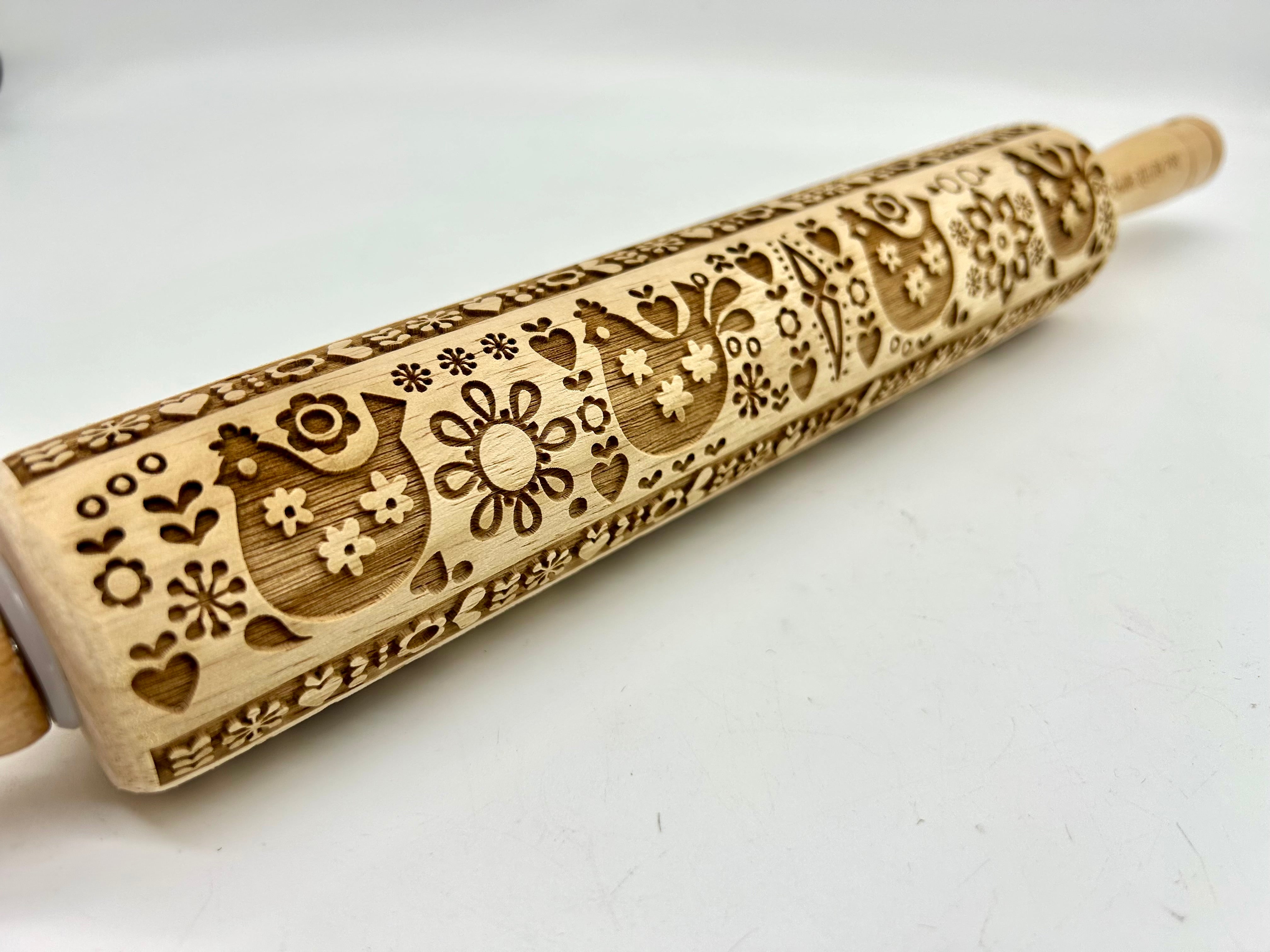 Hens Embossed Rolling Pin for Baking