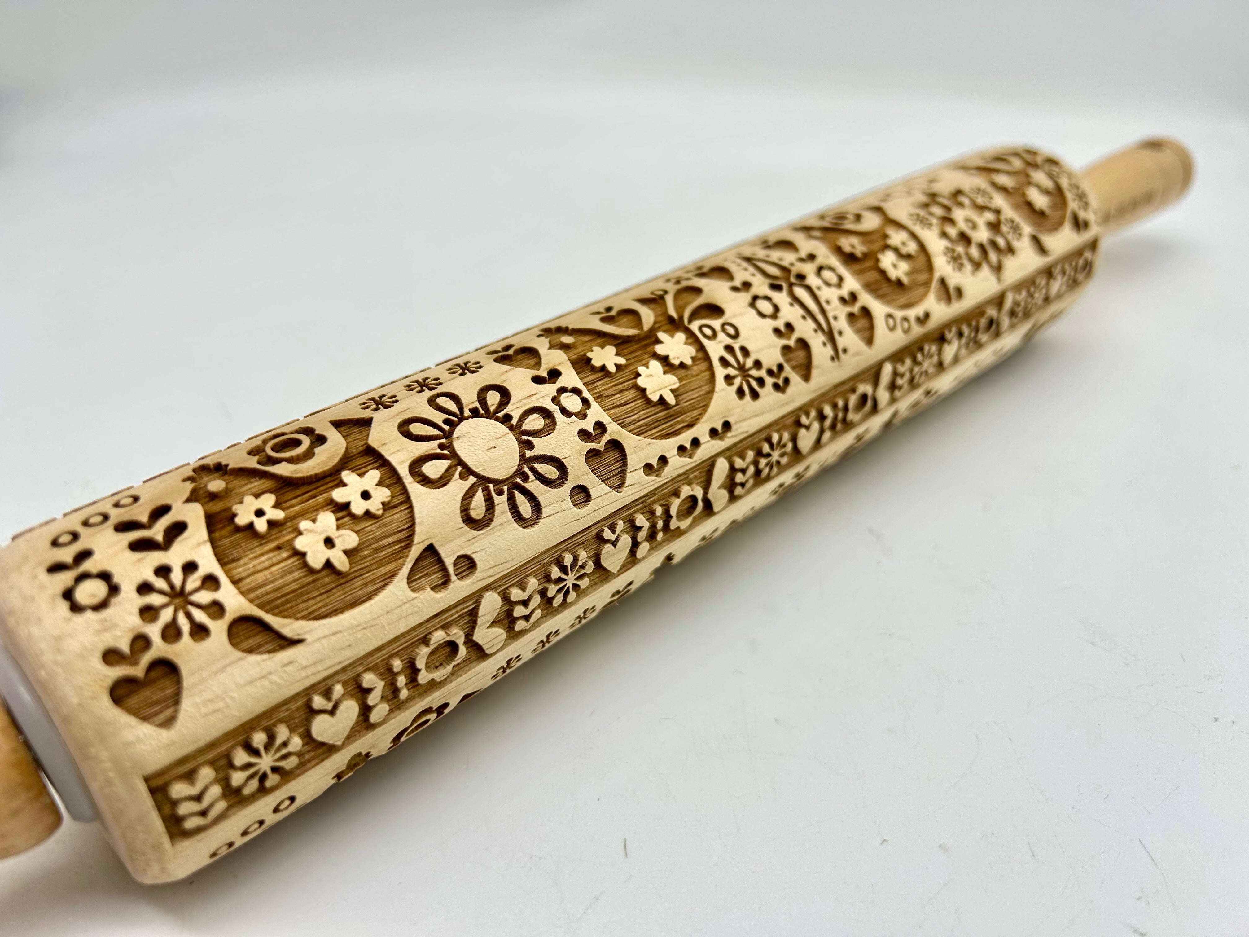 Hens Embossed Rolling Pin for Baking