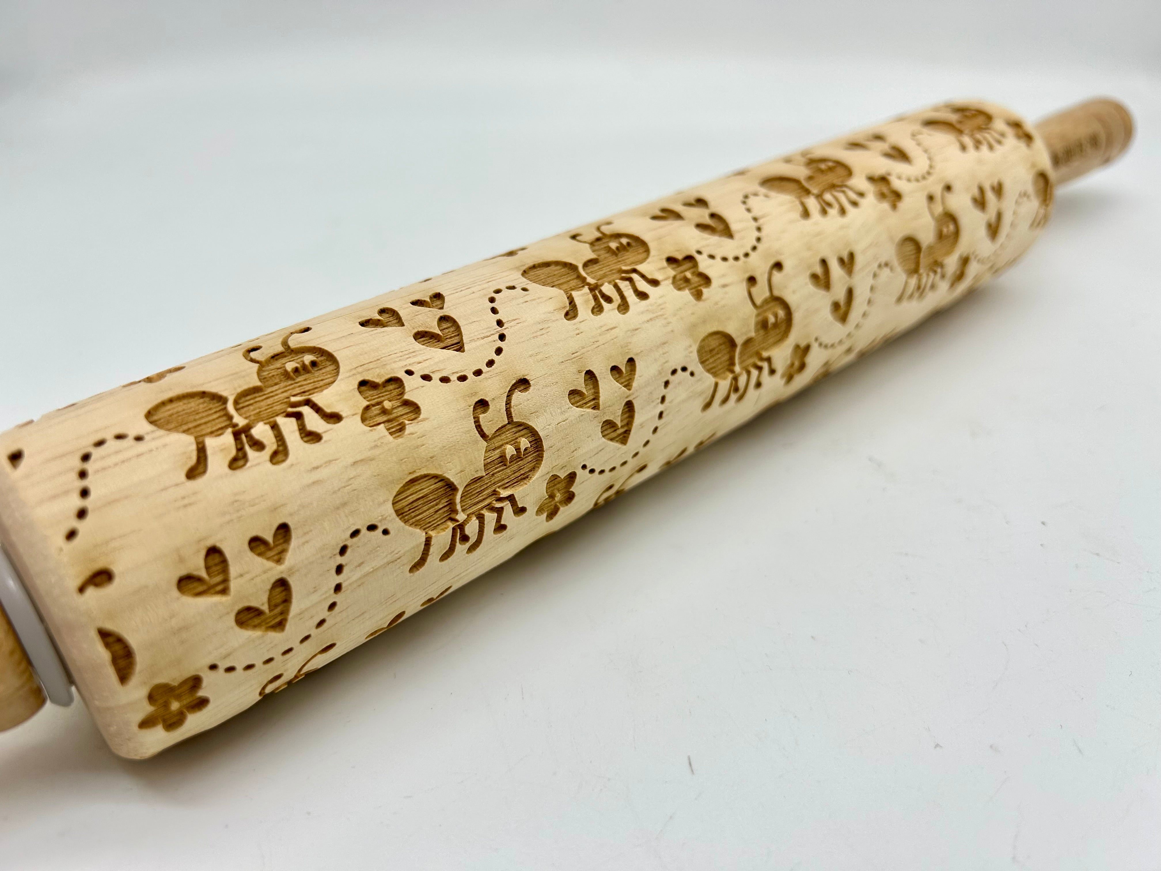 Sweet Little Ants Embossed Rolling Pin for Pottery Baking