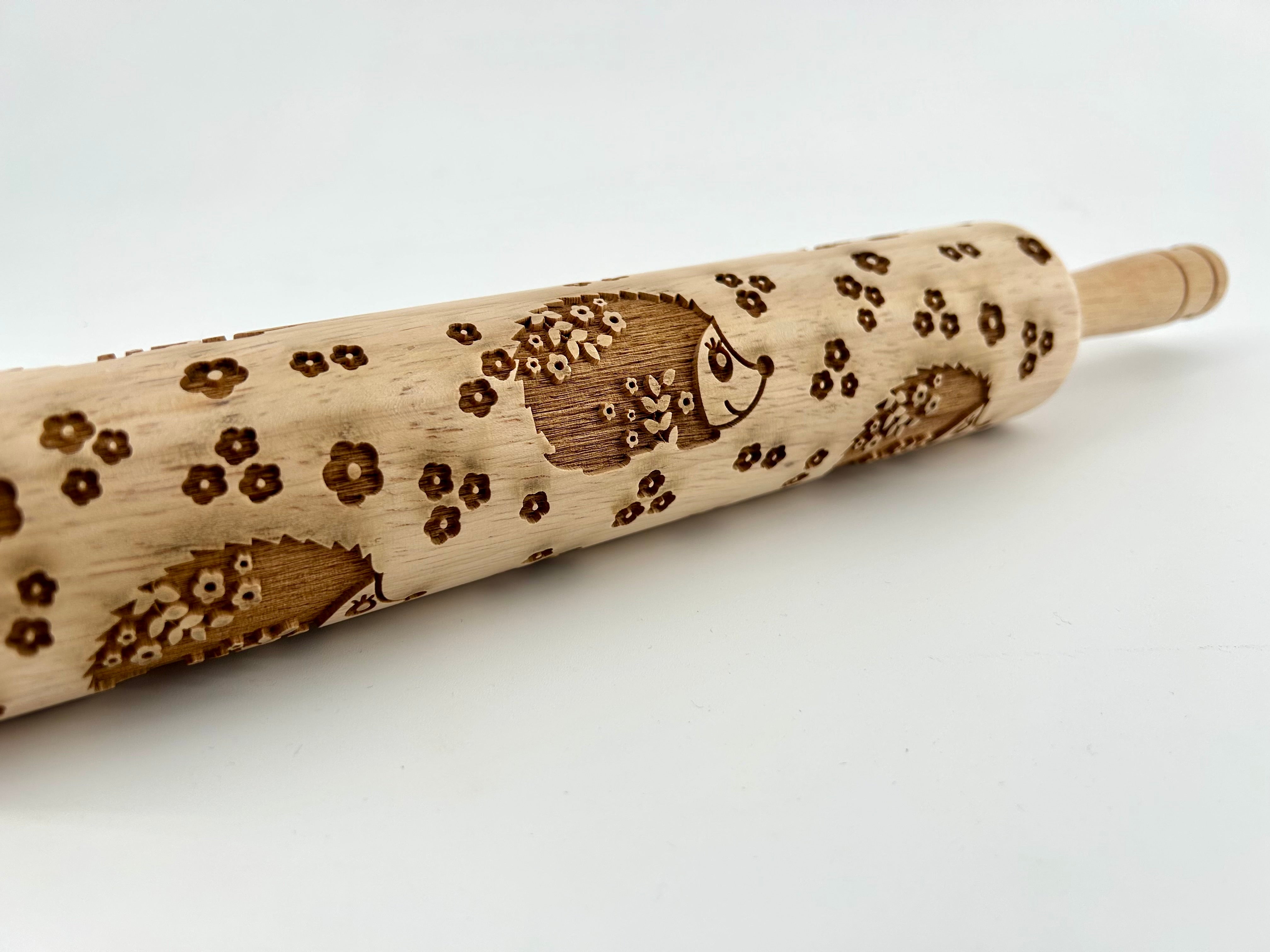 Hedgehog Embossed Rolling Pin for Baking & Pottery