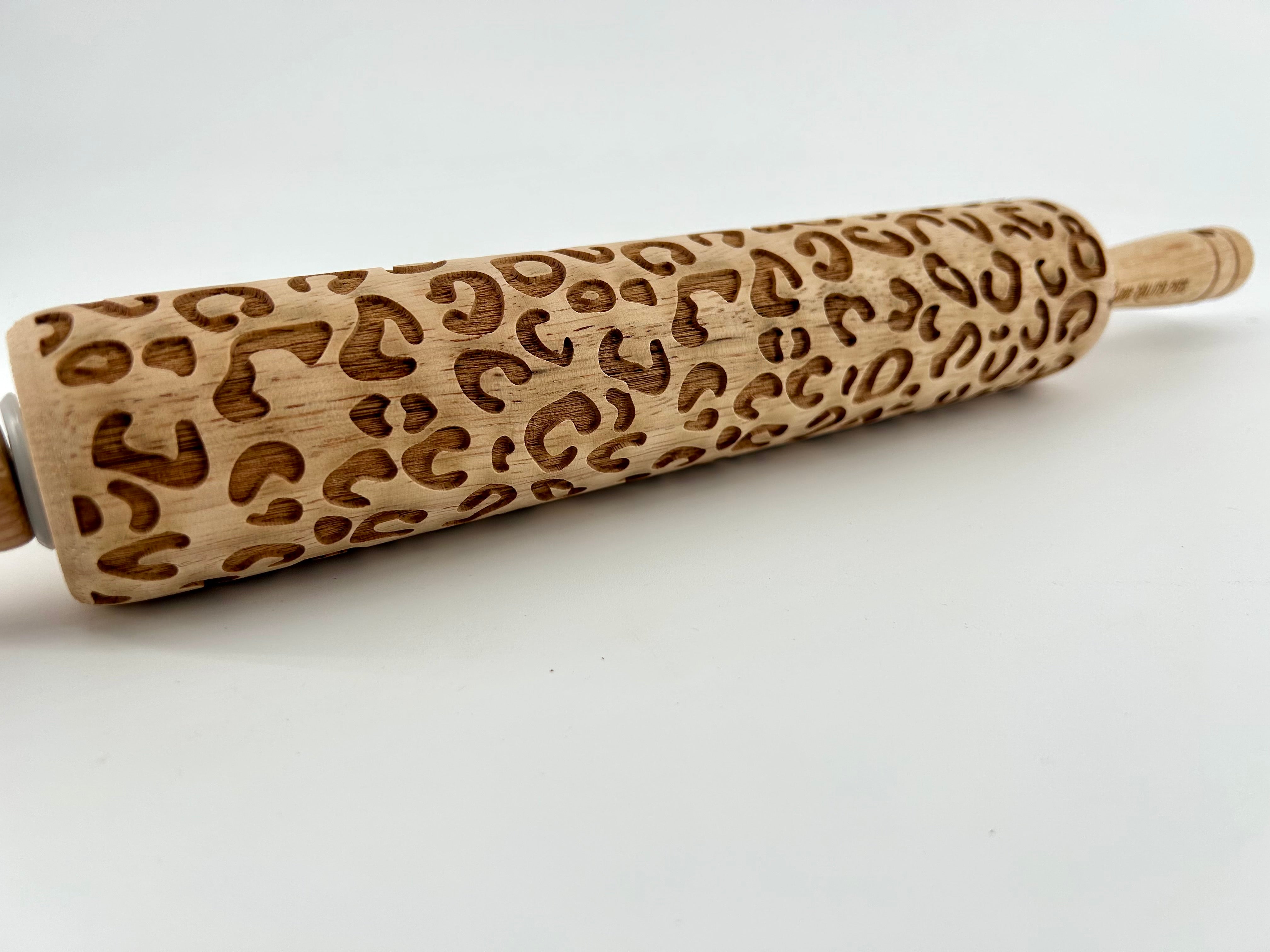 Leopard Print Embossed Rolling Pin for Baking and Pottery