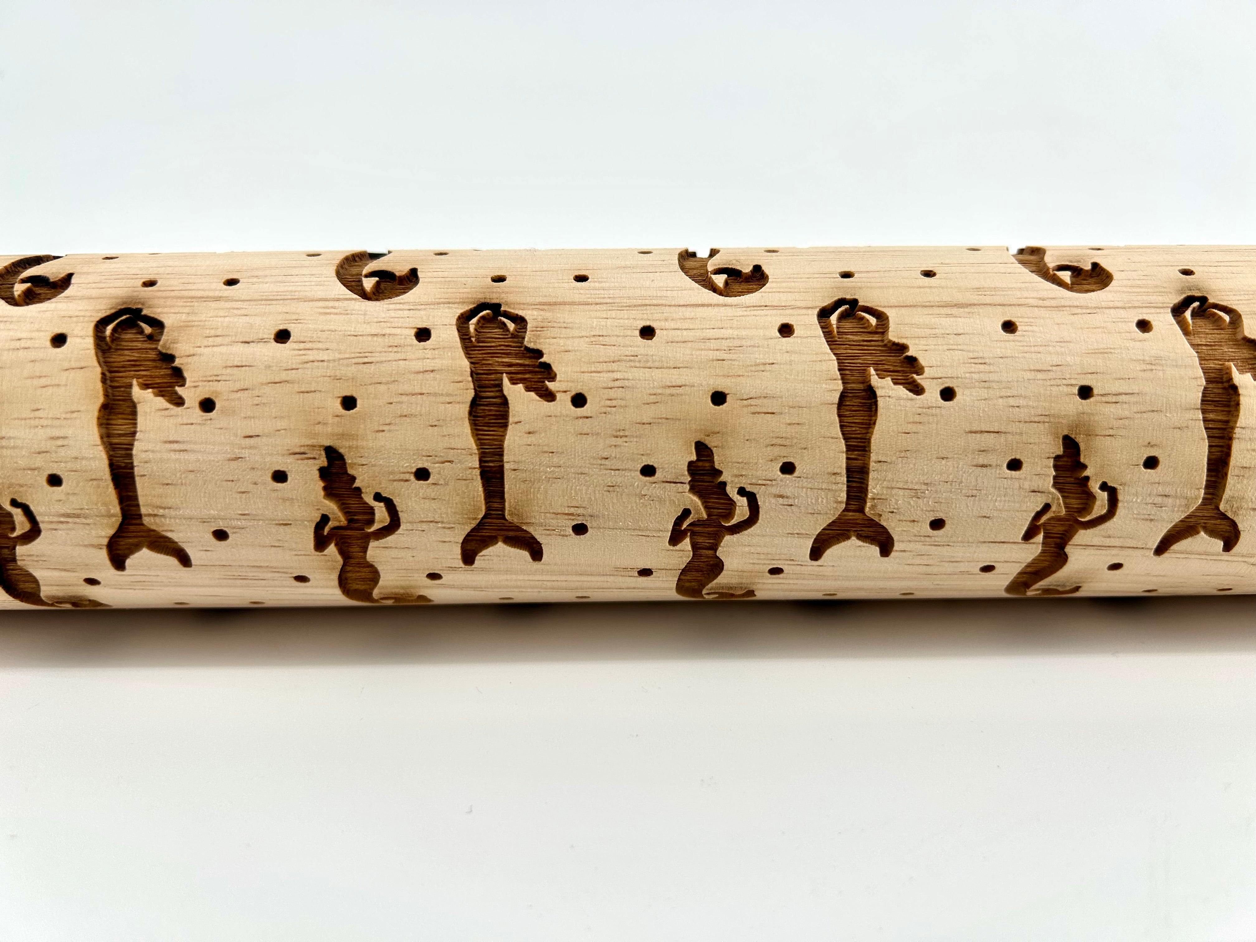 Mermaids Embossed Rolling Pin for Pottery Baking