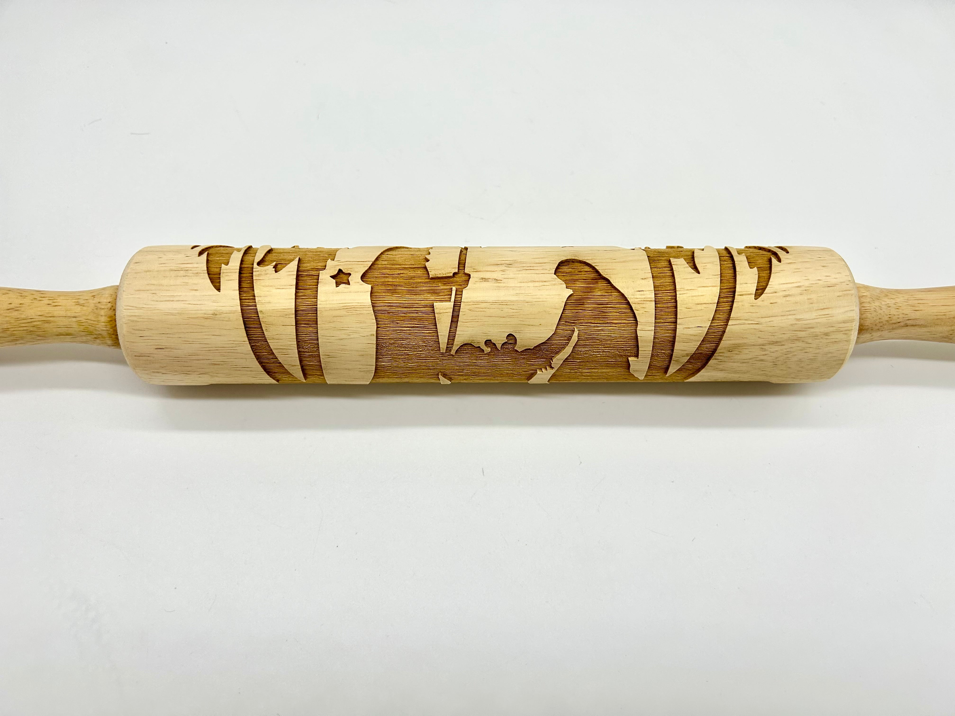 Christmas Nativity Scene Embossed Rolling Pin LARGE IMG