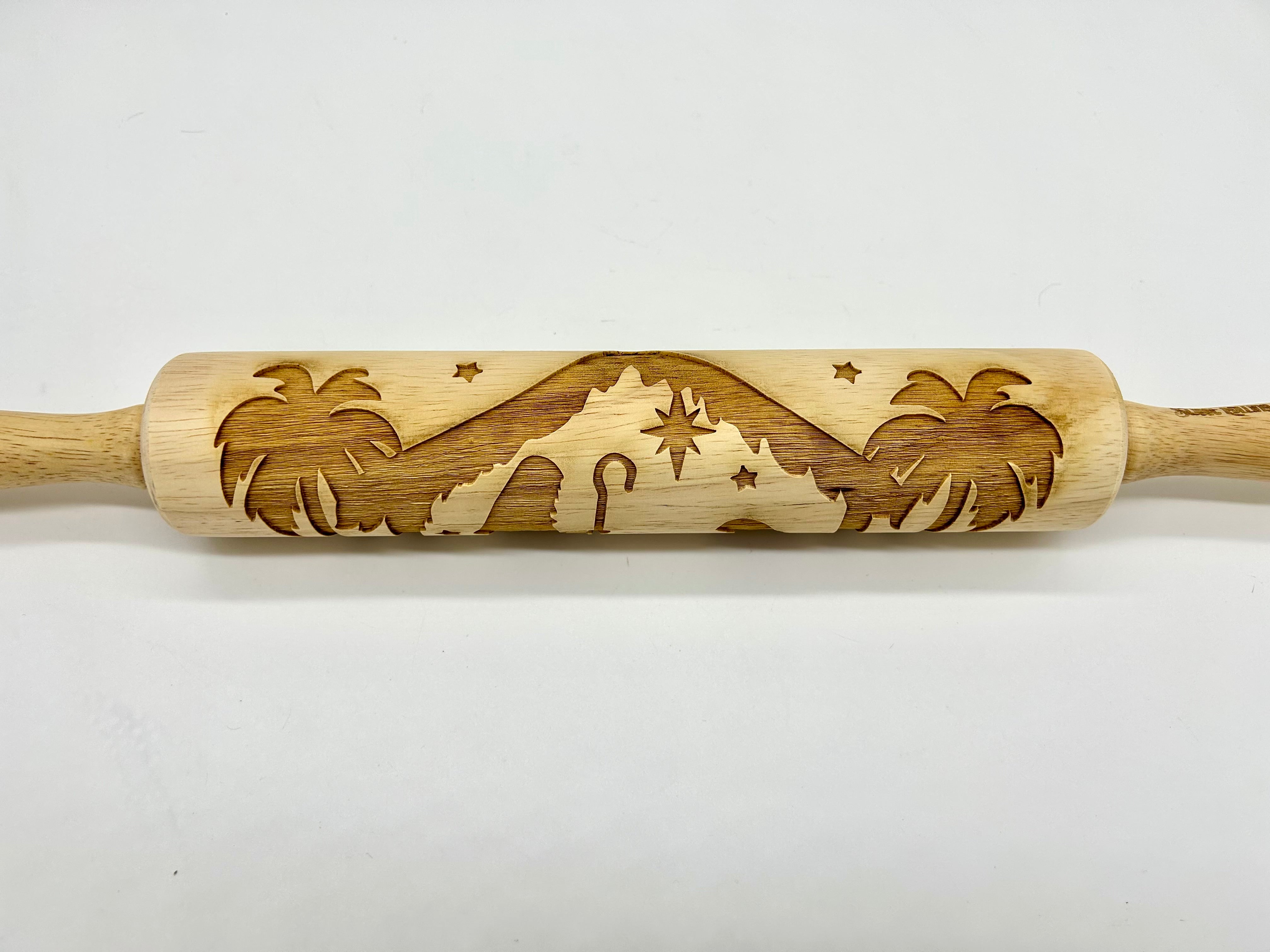 Christmas Nativity Scene Embossed Rolling Pin LARGE IMG