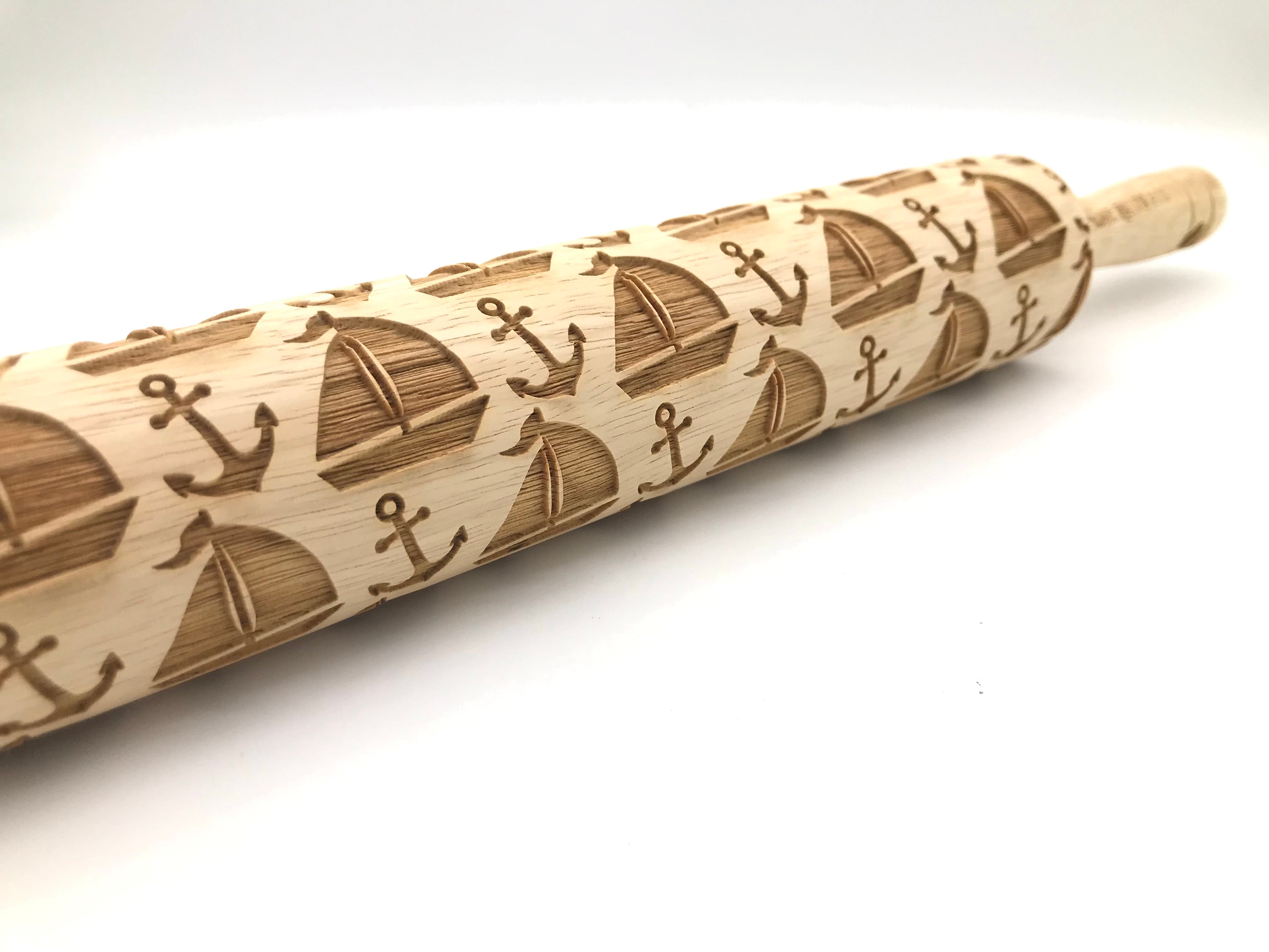 Embossed Sailboat and Anchor Rolling Pin-Baking & Pottery