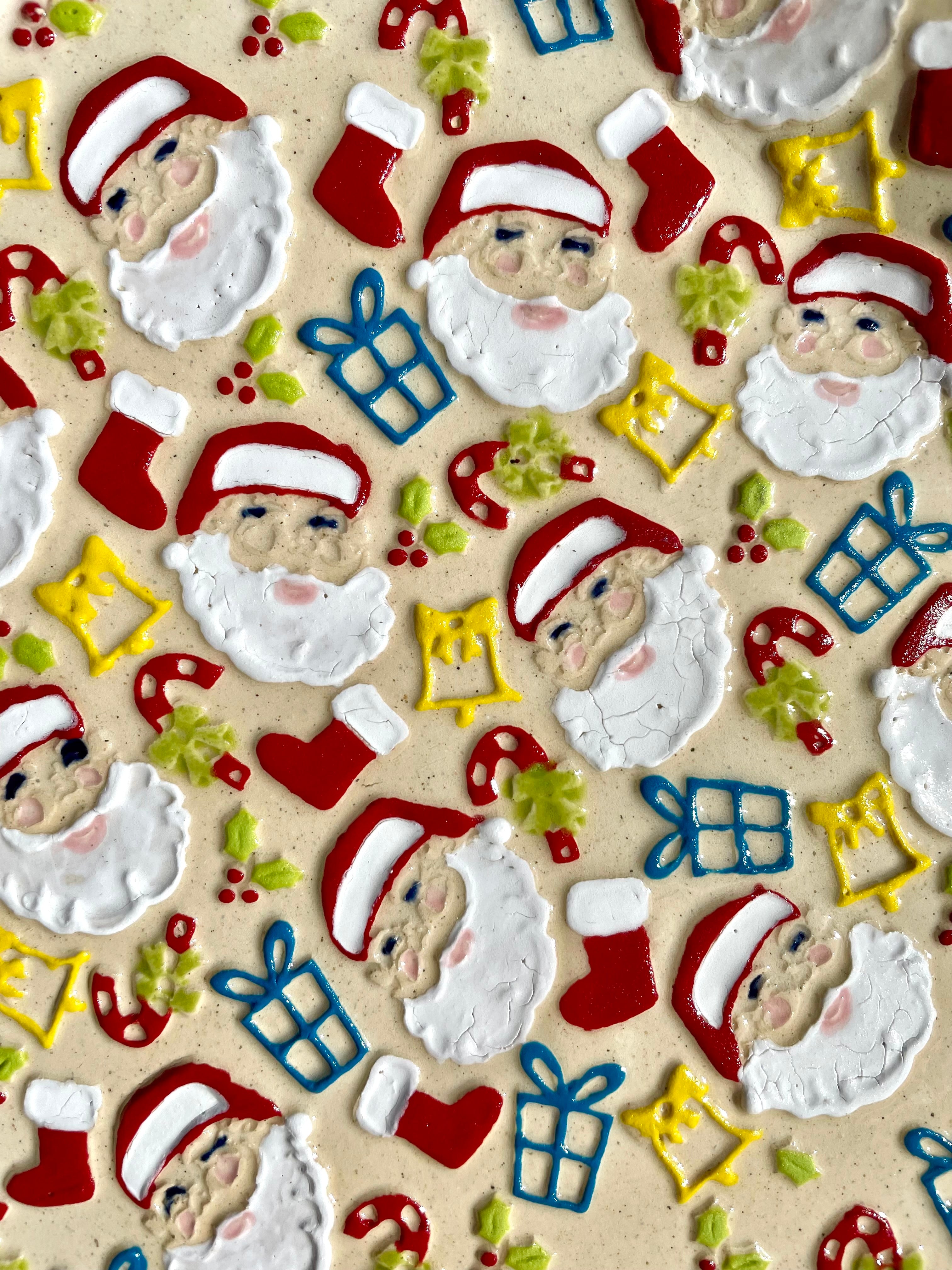 Santa Face Embossed Rolling Pin for Baking and Pottery