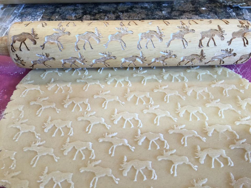 Moose Embossed Rolling Pin for baking and pottery
