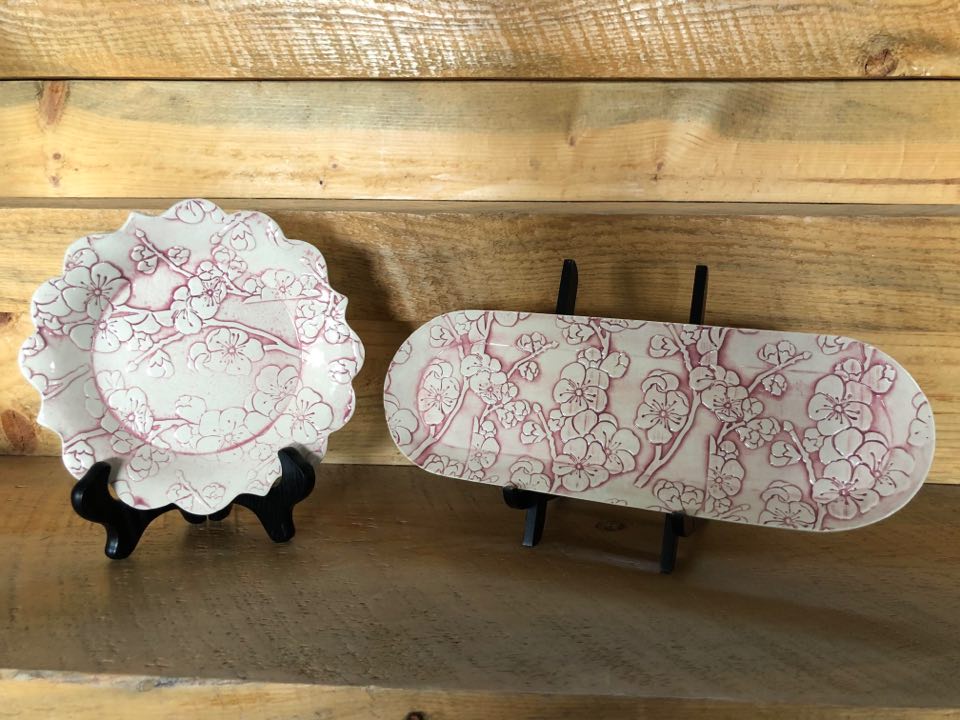 Embossed Cherry Blossom Rolling Pin- Pottery and Baking
