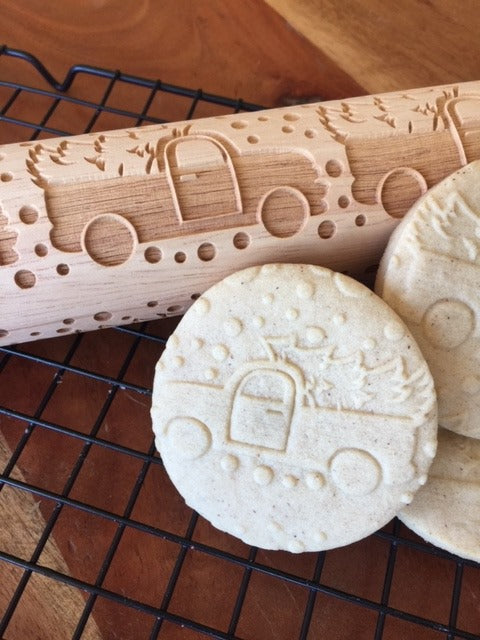 Embossed Christmas Trucks Rolling Pin