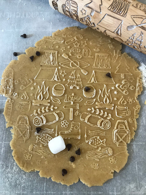 Camping Theme Embossed Rolling Pin - Cookies & Pottery