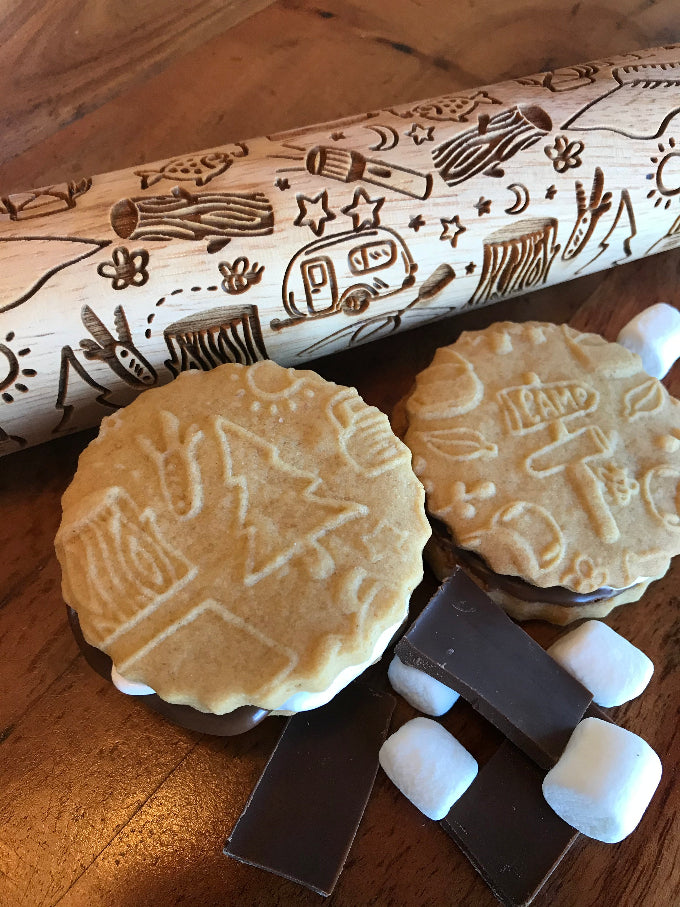 Camping Theme Embossed Rolling Pin - Cookies & Pottery