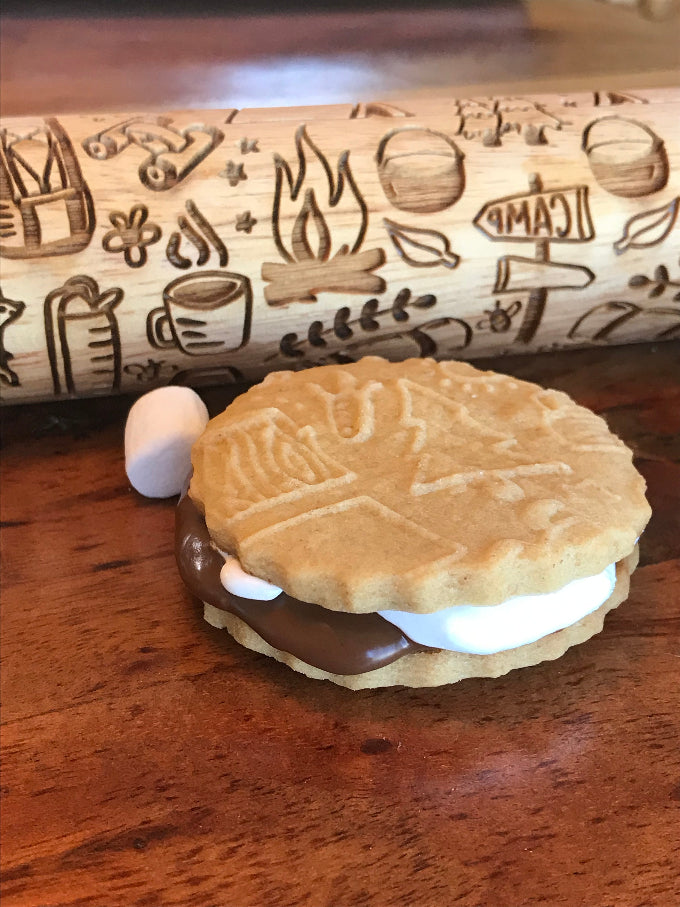 Camping Theme Embossed Rolling Pin - Cookies & Pottery