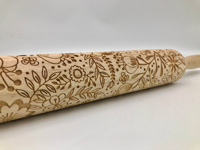 Bella's Bountiful Garden Embossed Rolling Pin - Pottery