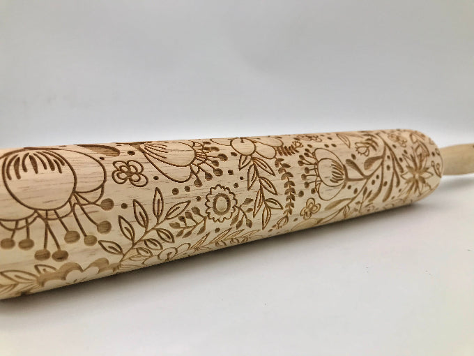 Bella's Bountiful Garden Embossed Rolling Pin - Pottery