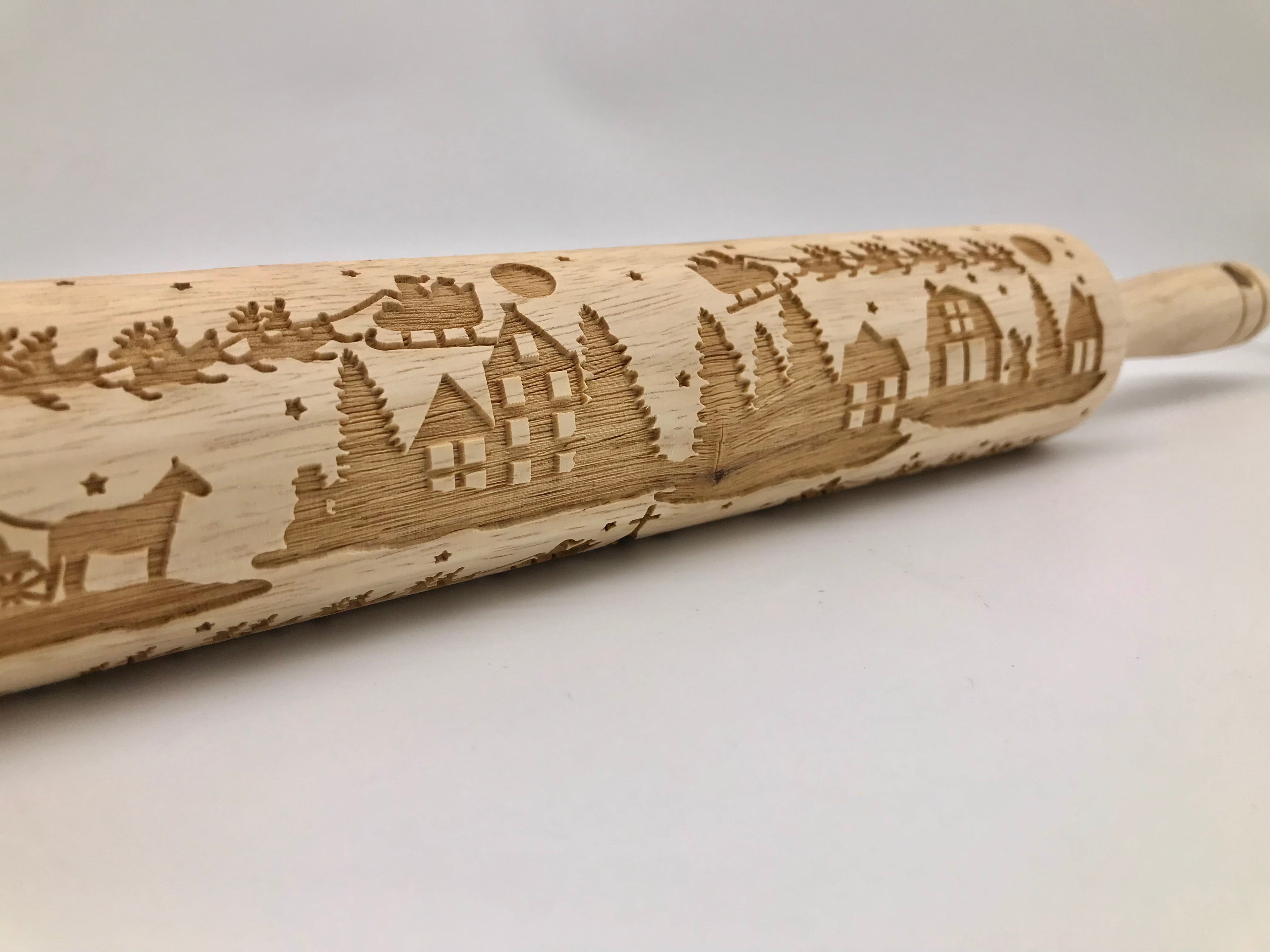 Santa's Village Christmas Embossing Rolling Pin