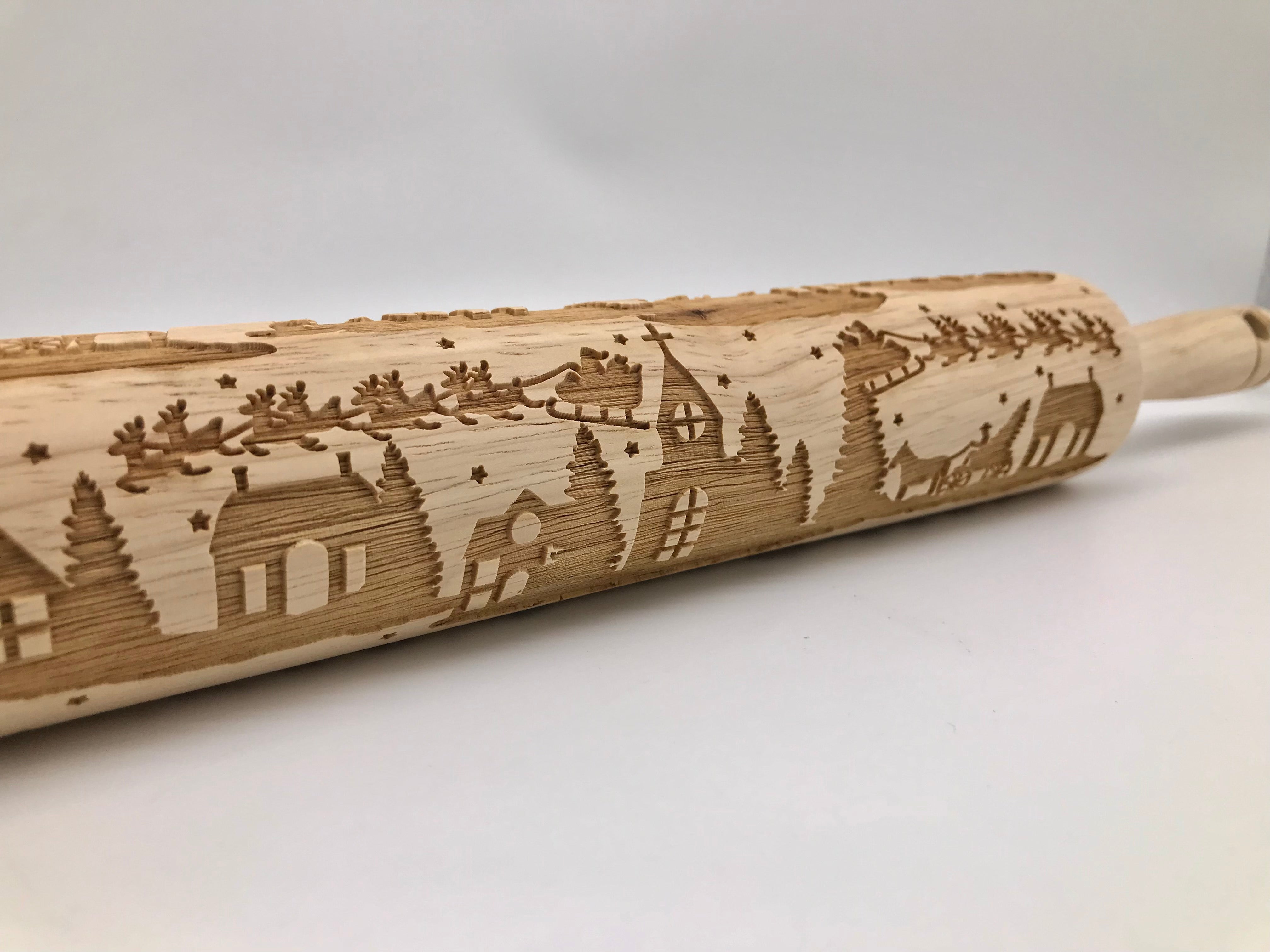 Santa's Village Christmas Embossing Rolling Pin