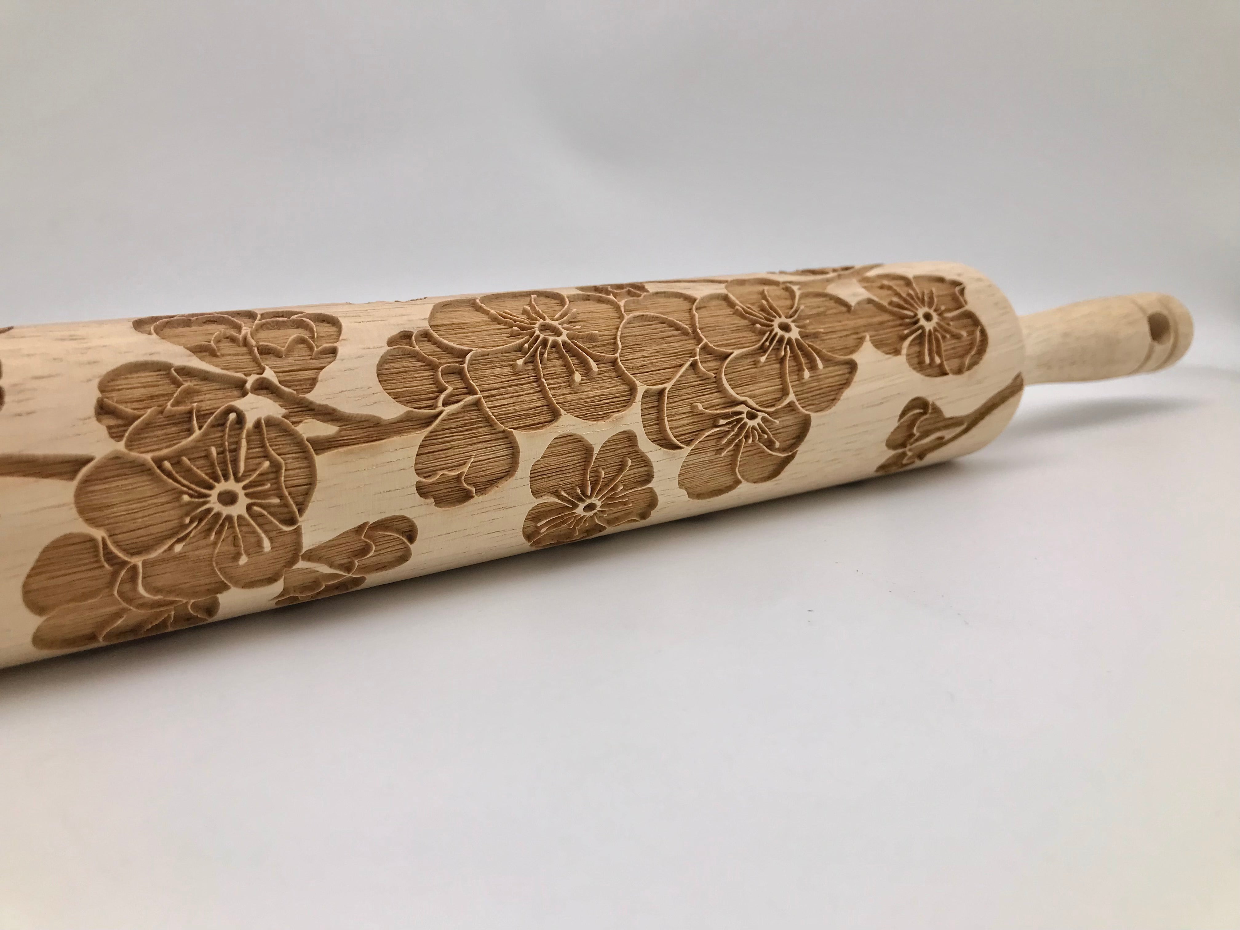 Embossed Cherry Blossom Rolling Pin- Pottery and Baking