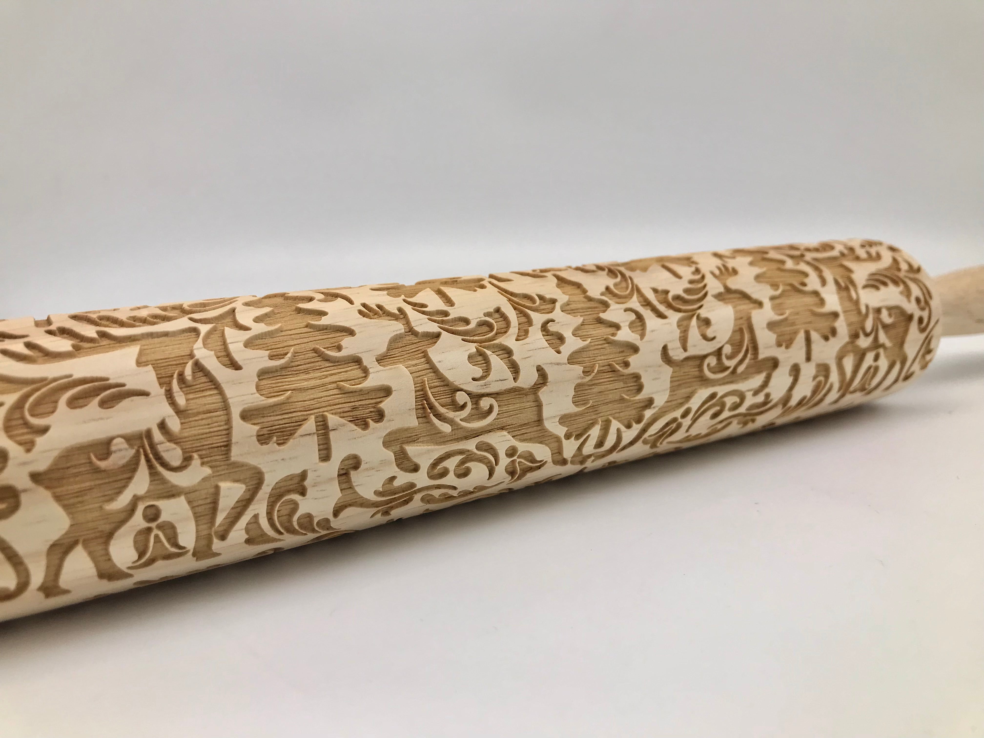 Embossed Prancing Reindeer Rolling Pin – Pottery