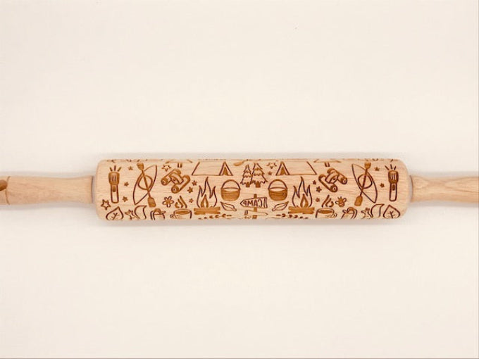 Camping Theme Embossed Rolling Pin - Cookies & Pottery