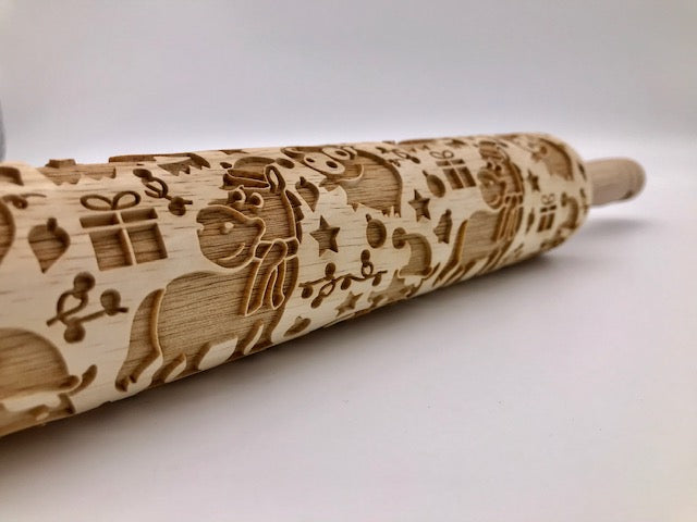 Festive Farm Animals Embossed Rolling Pin – Baking & Crafting