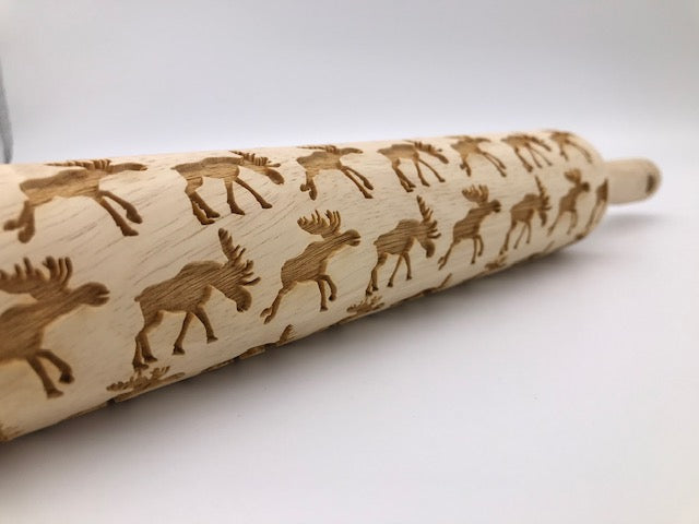 Moose Embossed Rolling Pin for baking and pottery