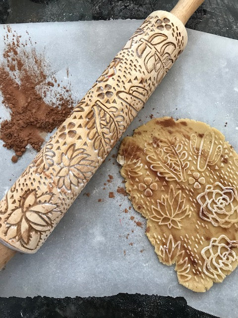 Succulents Embossed Rolling Pin for Crafting, Baking and Pottery