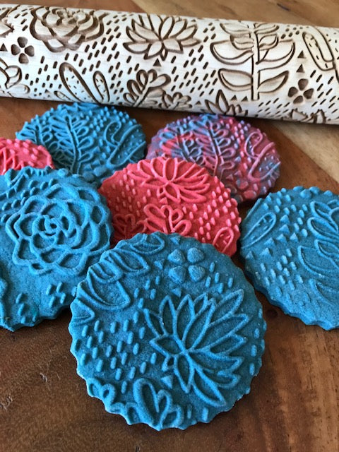 Succulents Embossed Rolling Pin for Crafting, Baking and Pottery