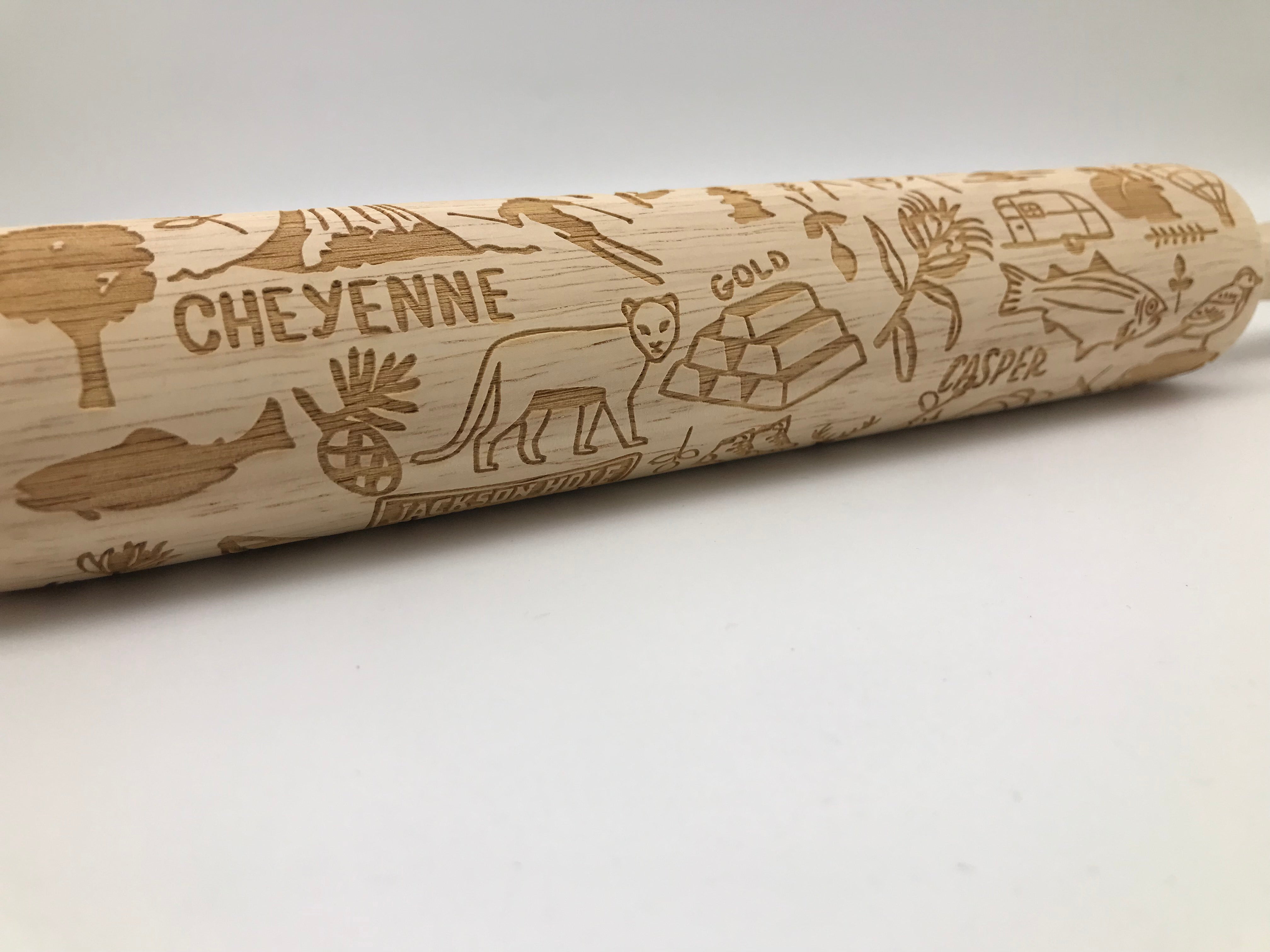 Wyoming State Embossed Rolling Pin