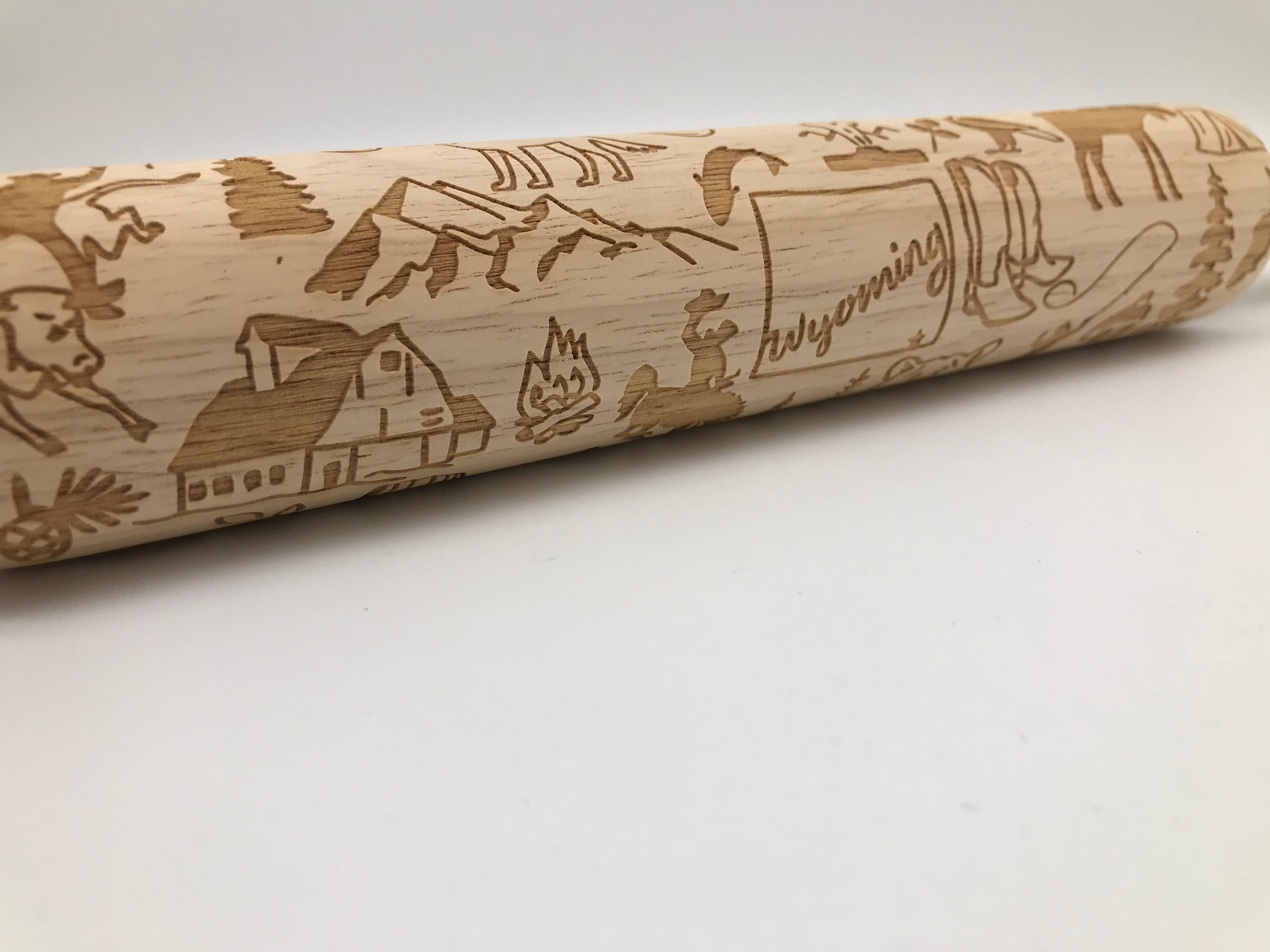 Wyoming State Embossed Rolling Pin