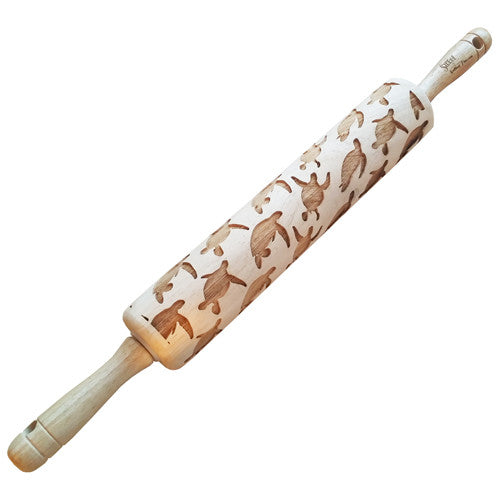 Sea Turtles Embossed Rolling Pin for Baking and Pottery