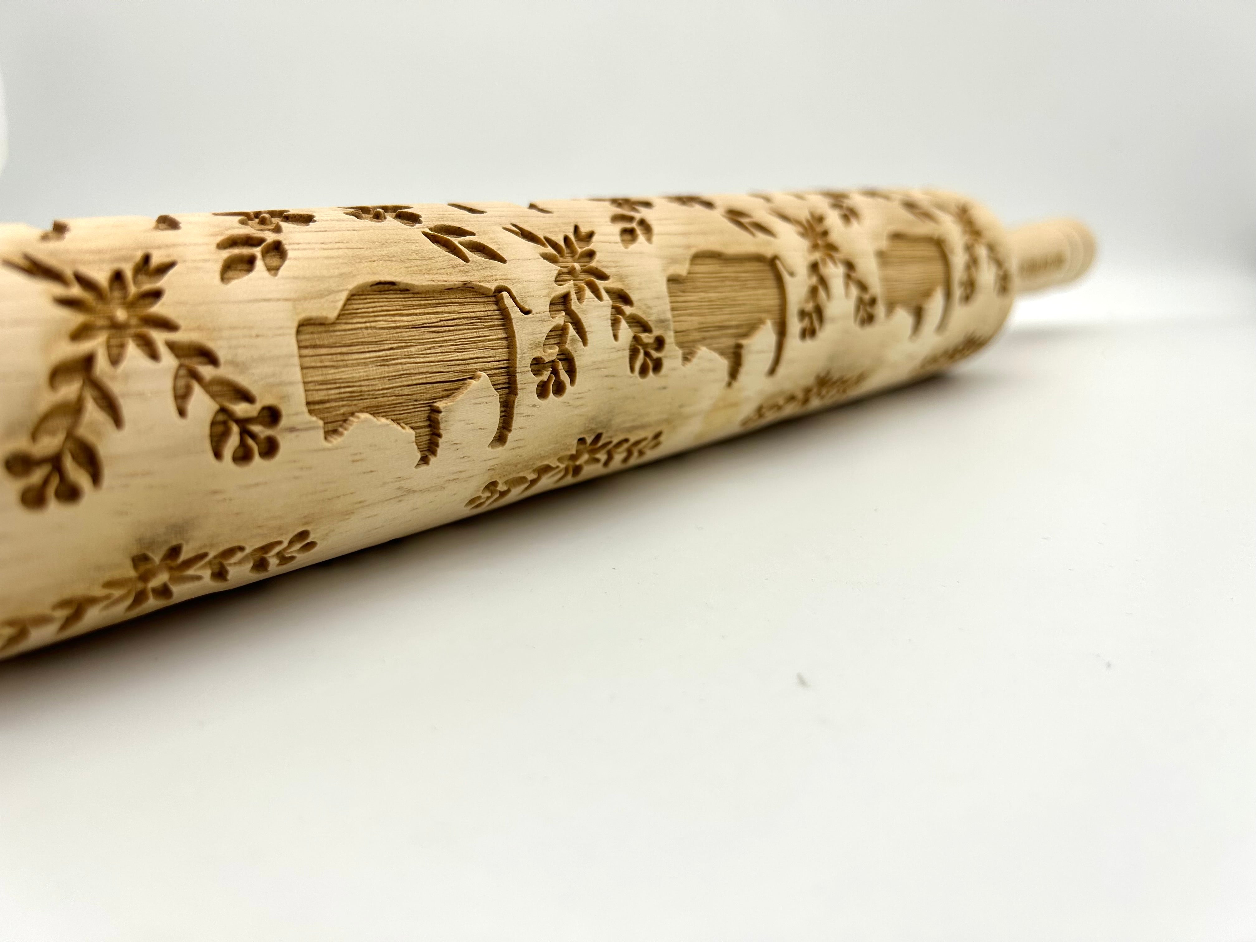 Embossed Buffalo with Flowers Rolling Pin – Baking