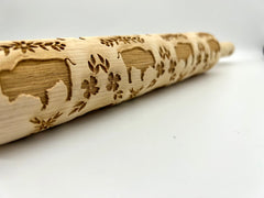 Buffalo with Flowers Rolling Pin