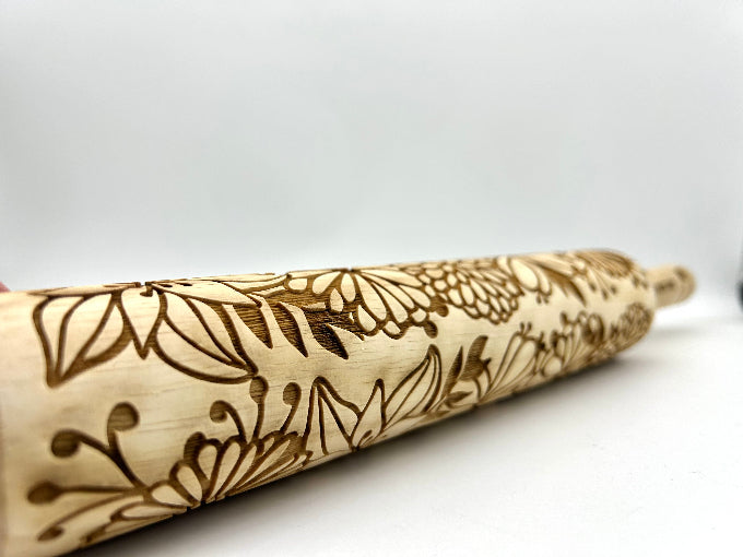 Embossed Bursting Bouquet Rolling Pin –Baking & Pottery