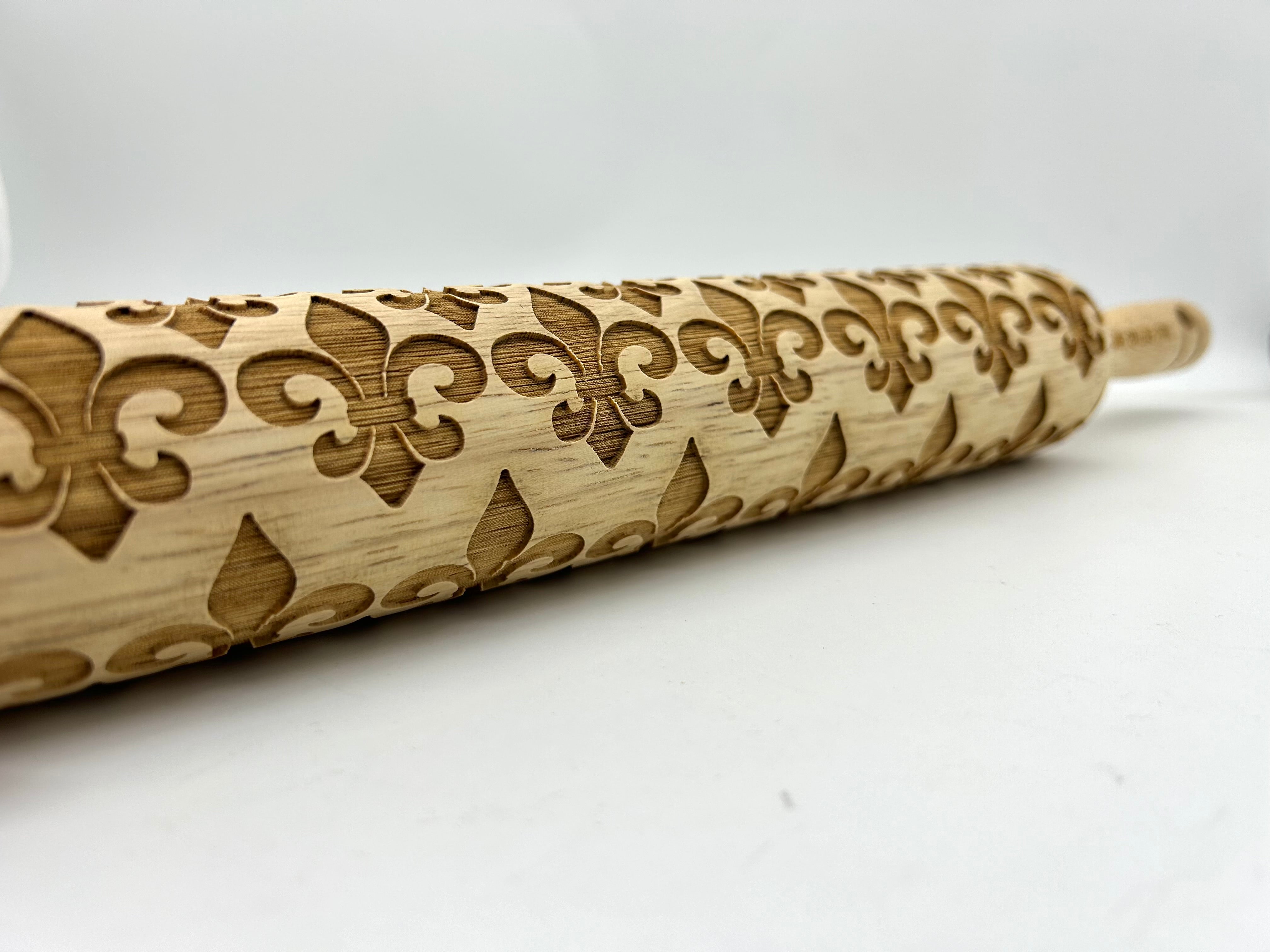 Fleur de Lis Embossed Rolling Pin –Baking & Crafting