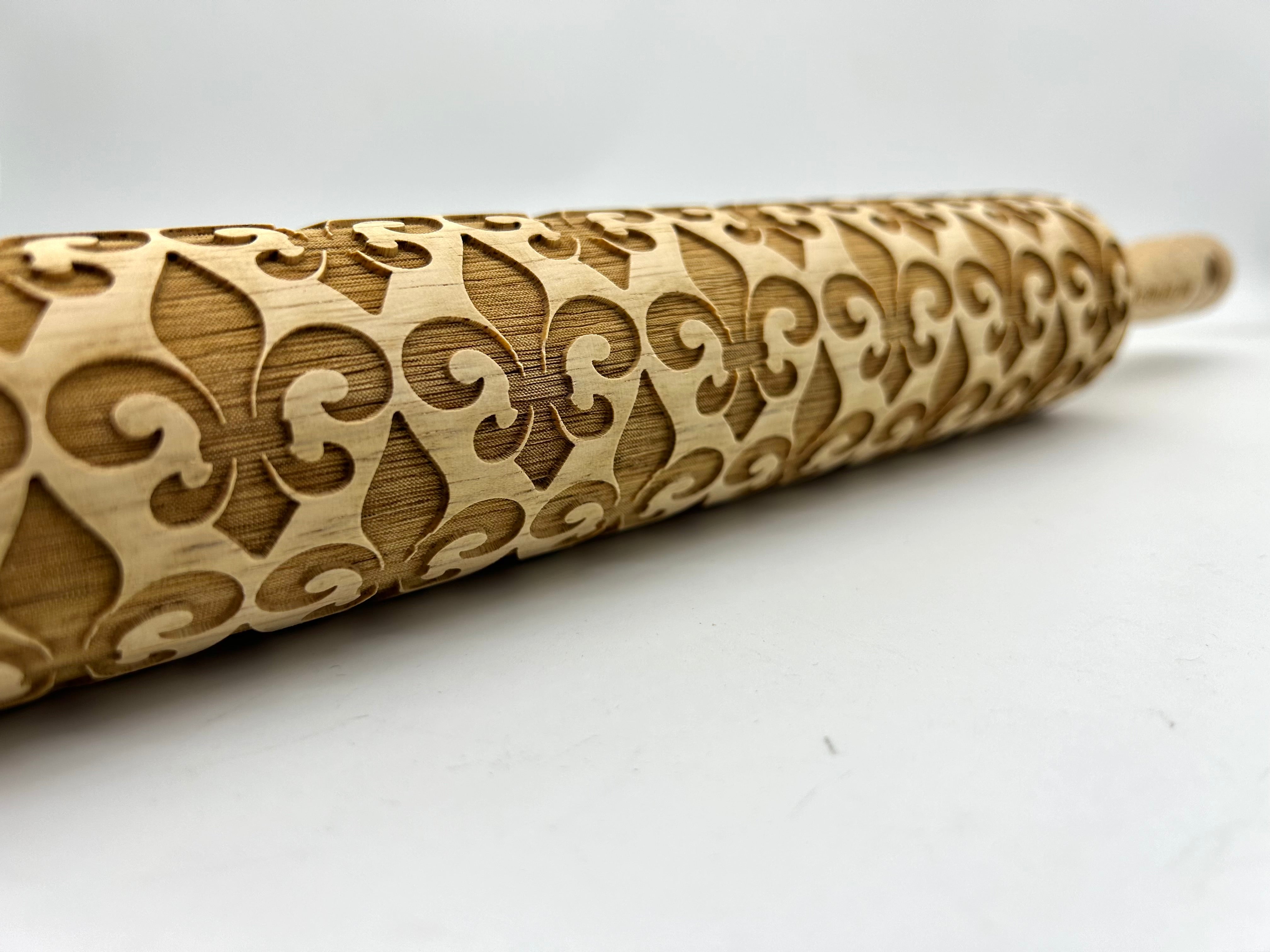 Fleur de Lis Embossed Rolling Pin –Baking & Crafting