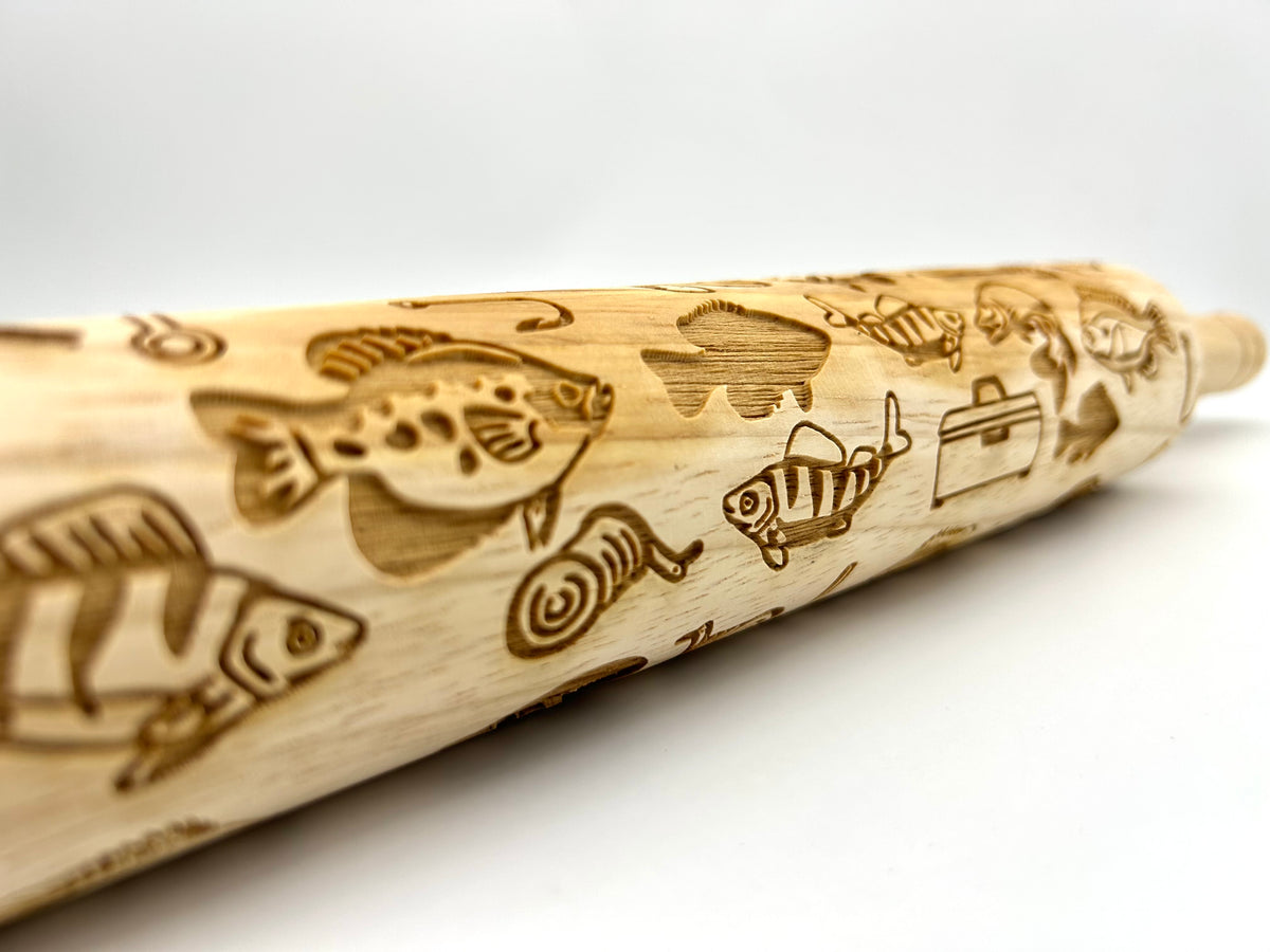 Fishy Wooden Embossed Rolling Pin – sweetrollingpins