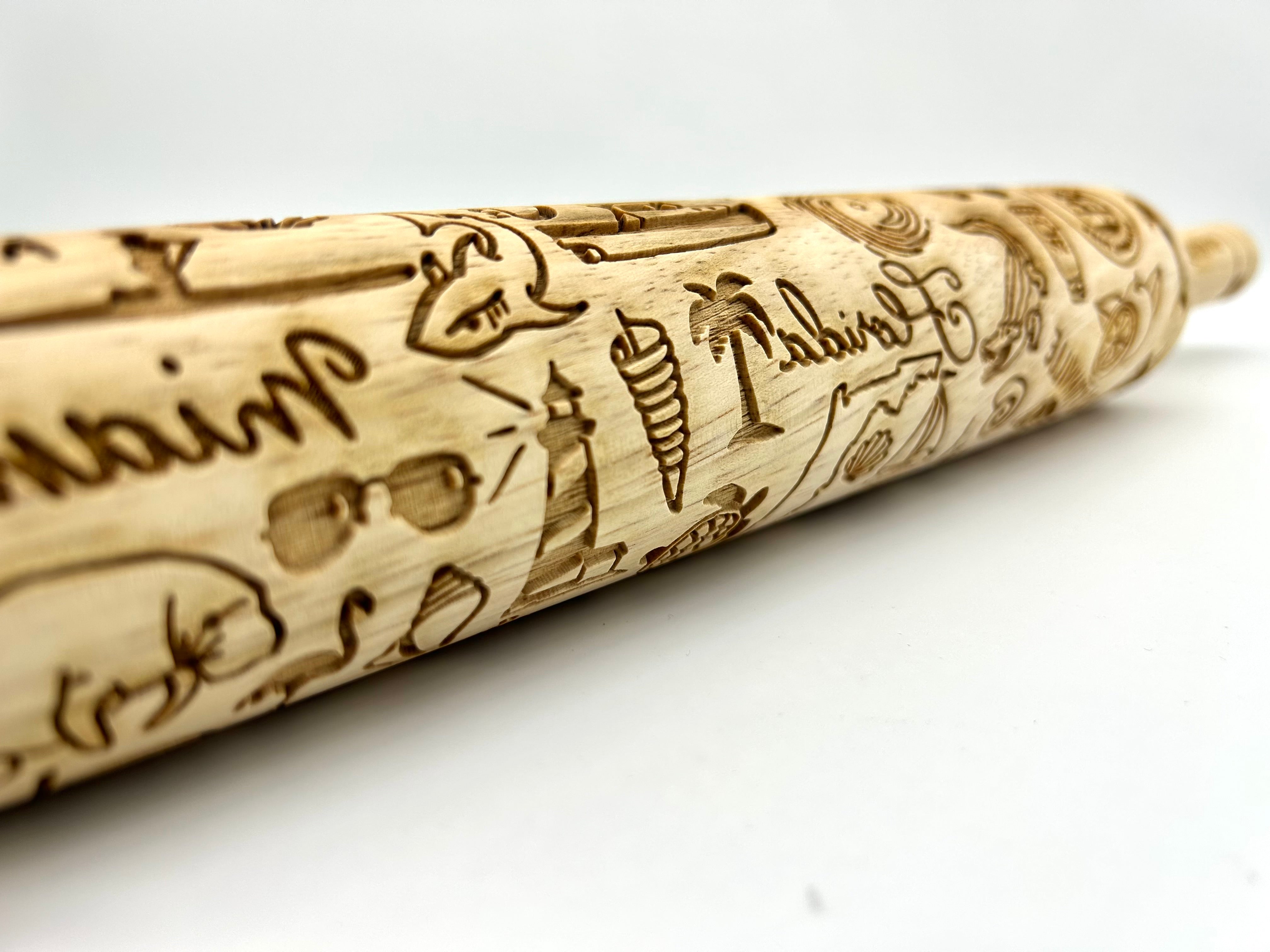 Florida State Embossed Rolling Pin – Unique Design for Baking & Pottery