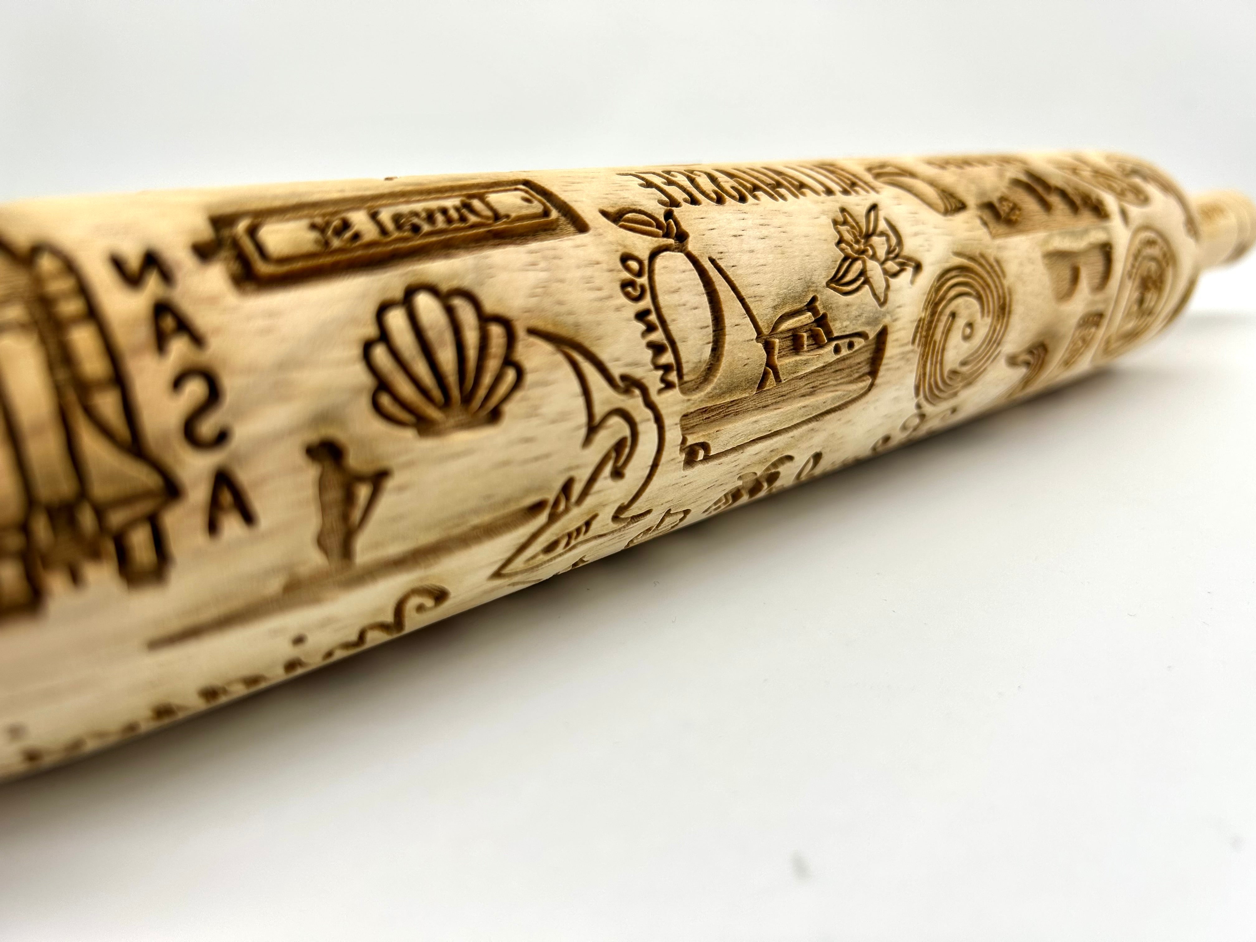 Florida State Embossed Rolling Pin – Unique Design for Baking & Pottery